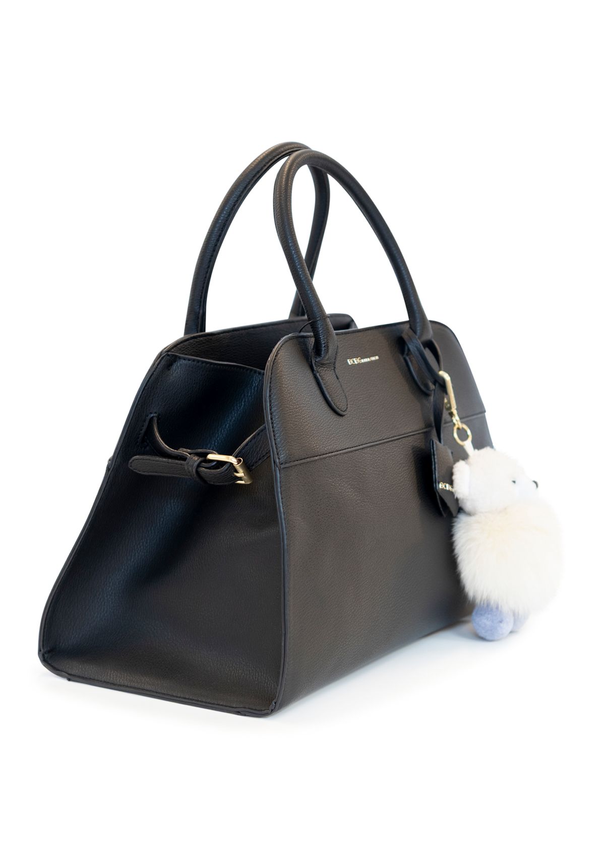 Structured Satchel with Bear Charm 