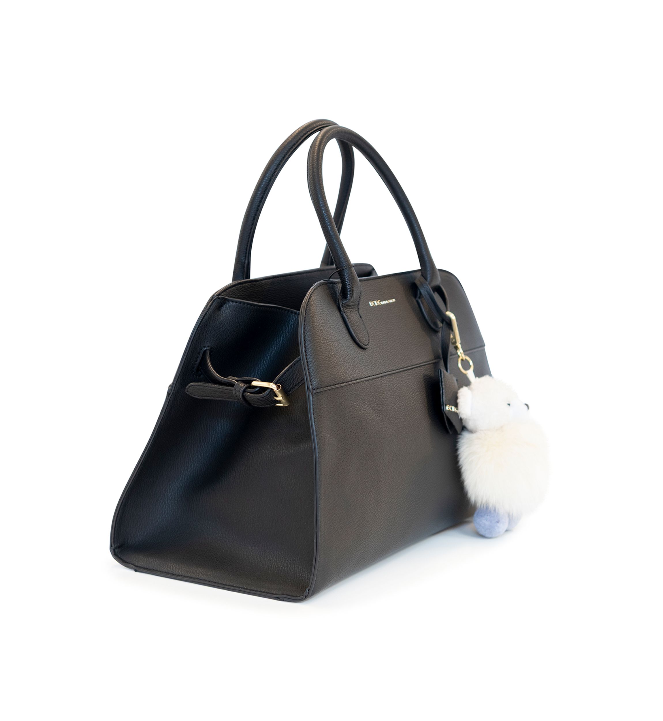 Structured Satchel with Bear Charm 