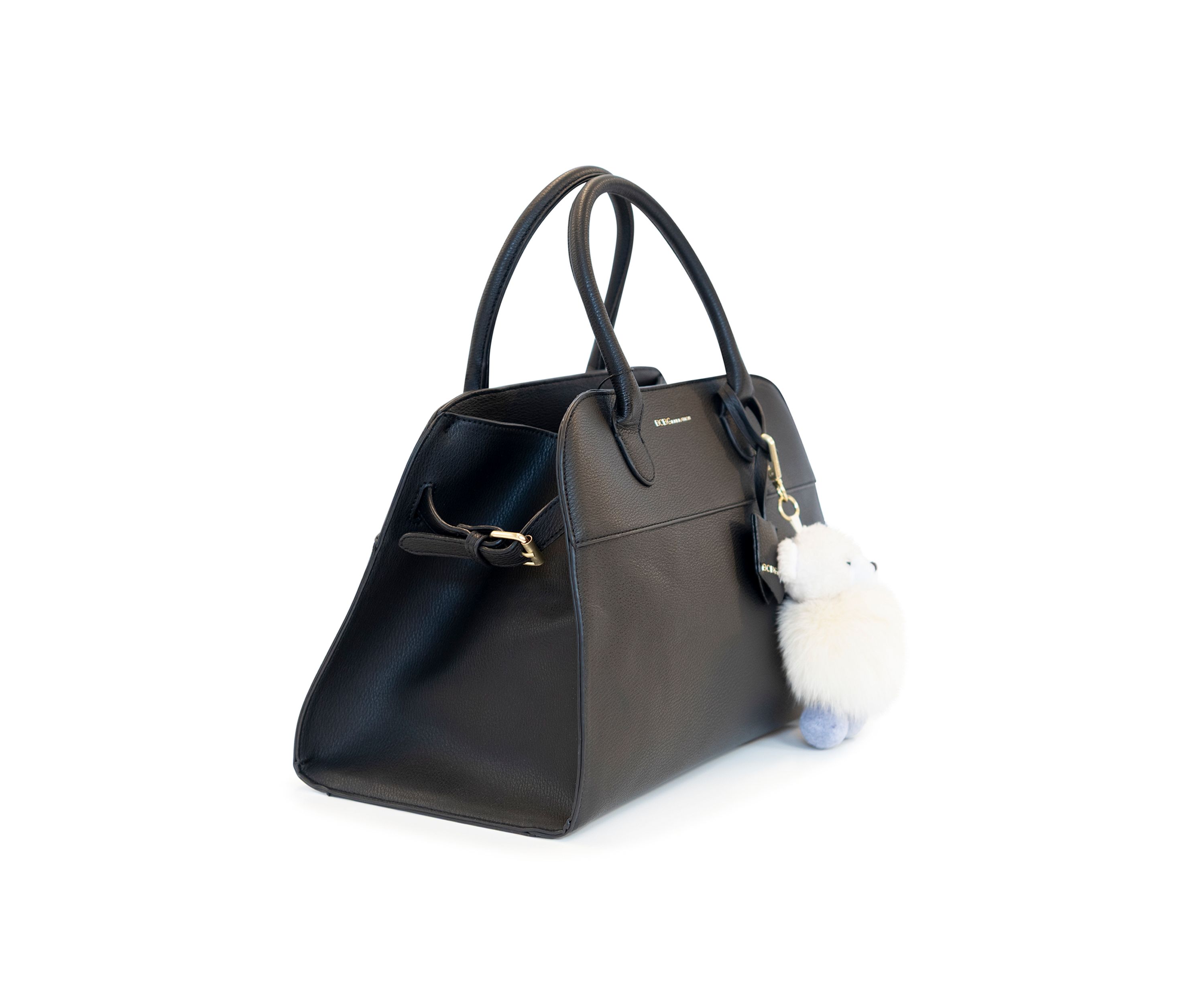 Structured Satchel with Bear Charm 