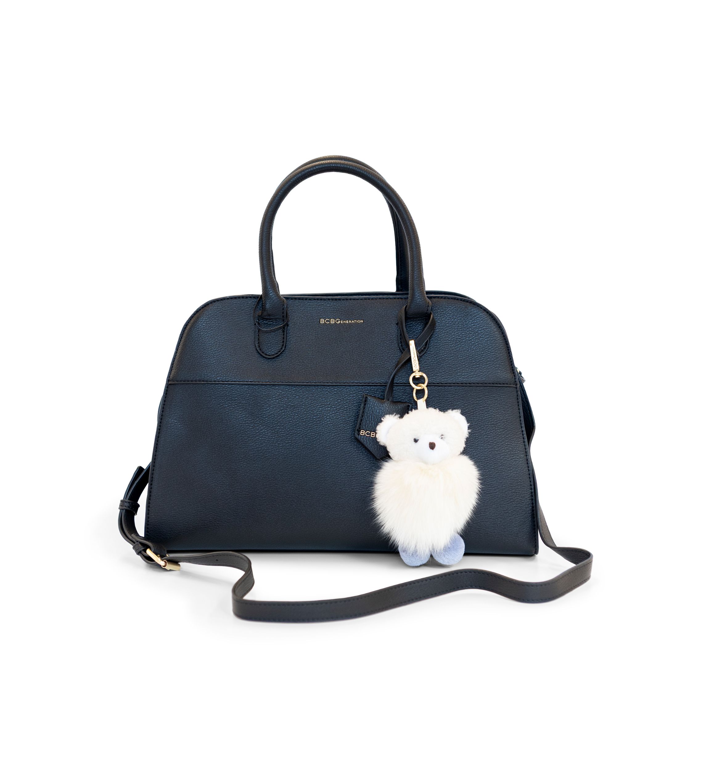 Structured Satchel with Bear Charm 