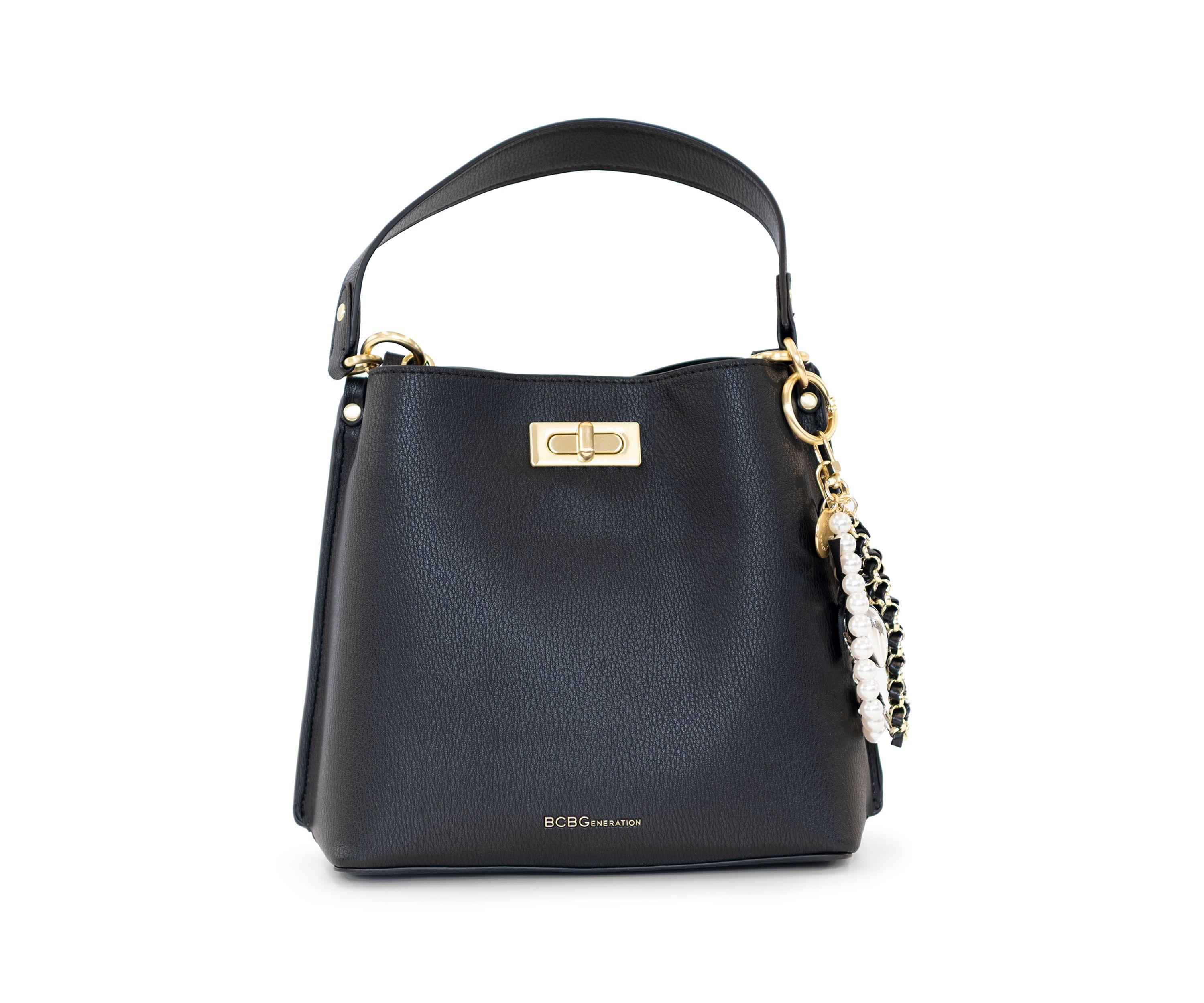 Triple Entry Turnlock Bucket Bag with Charm