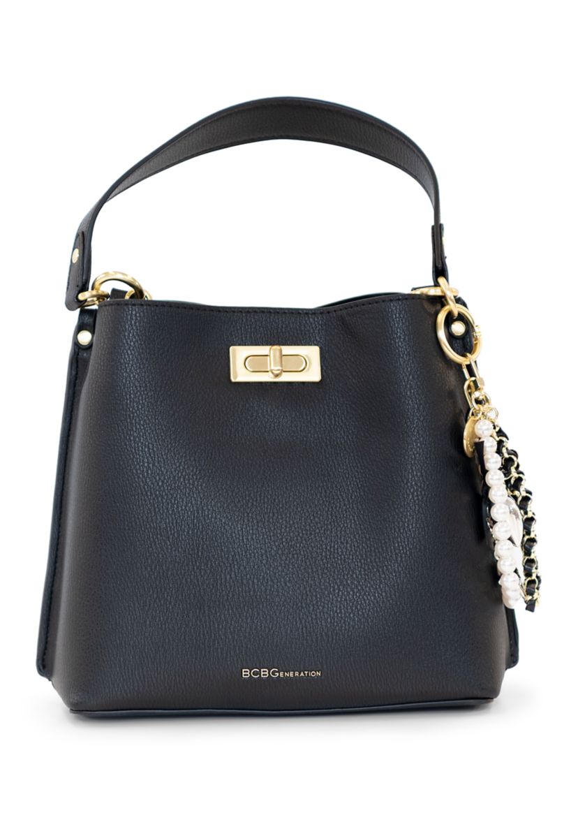 Triple Entry Turnlock Bucket Bag with Charm
