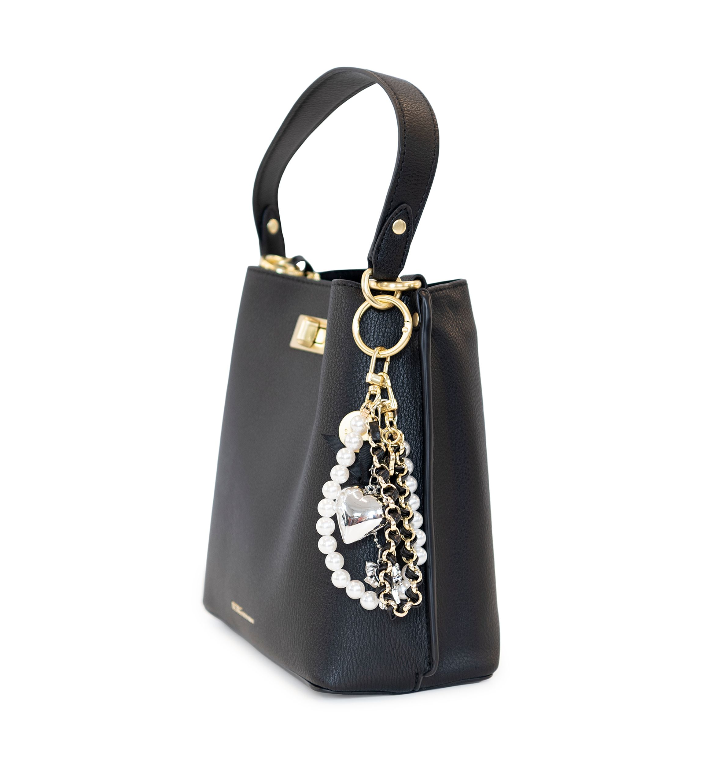 Triple Entry Turnlock Bucket Bag with Charm