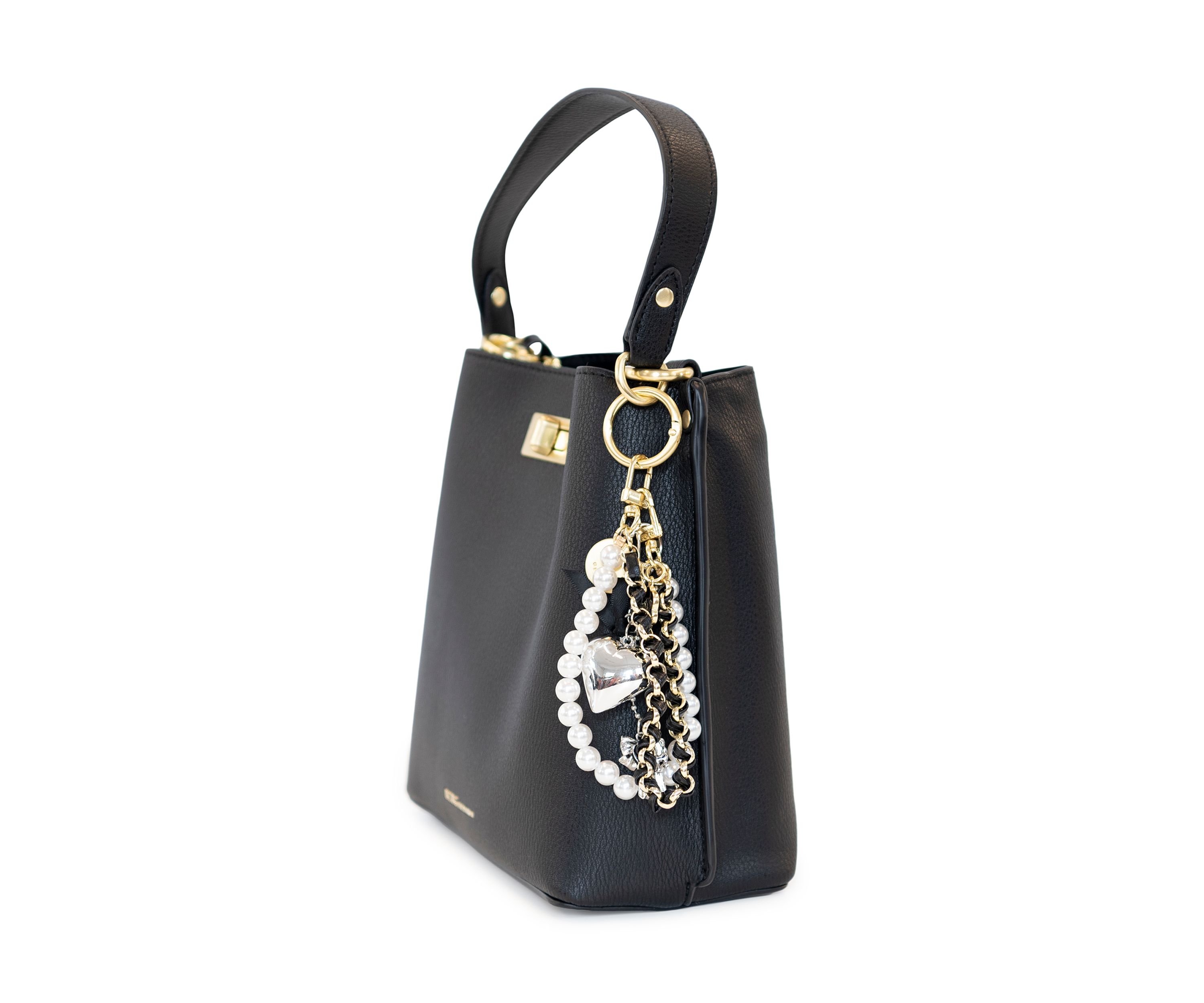 Triple Entry Turnlock Bucket Bag with Charm