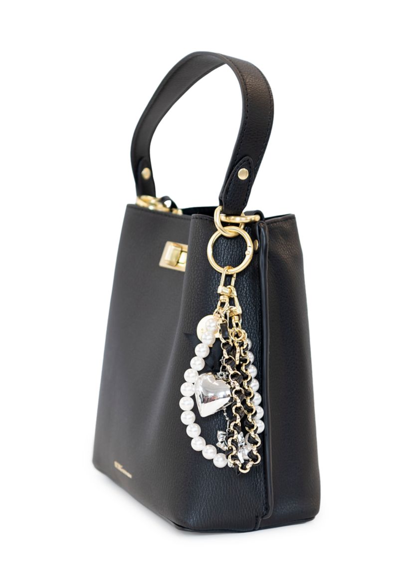 Triple Entry Turnlock Bucket Bag with Charm