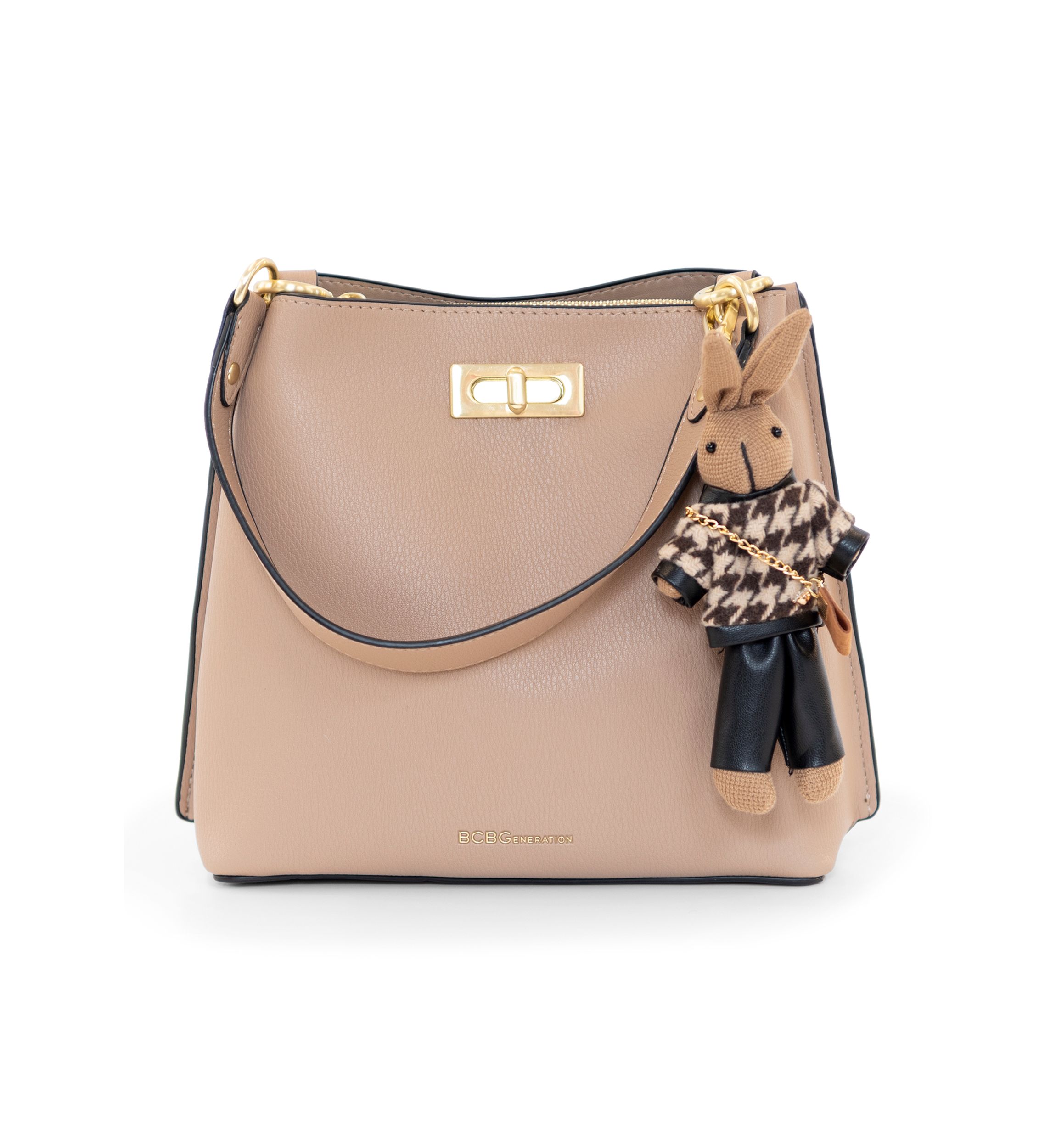  Triple Entry Turnlock Bucket Bag with Charm