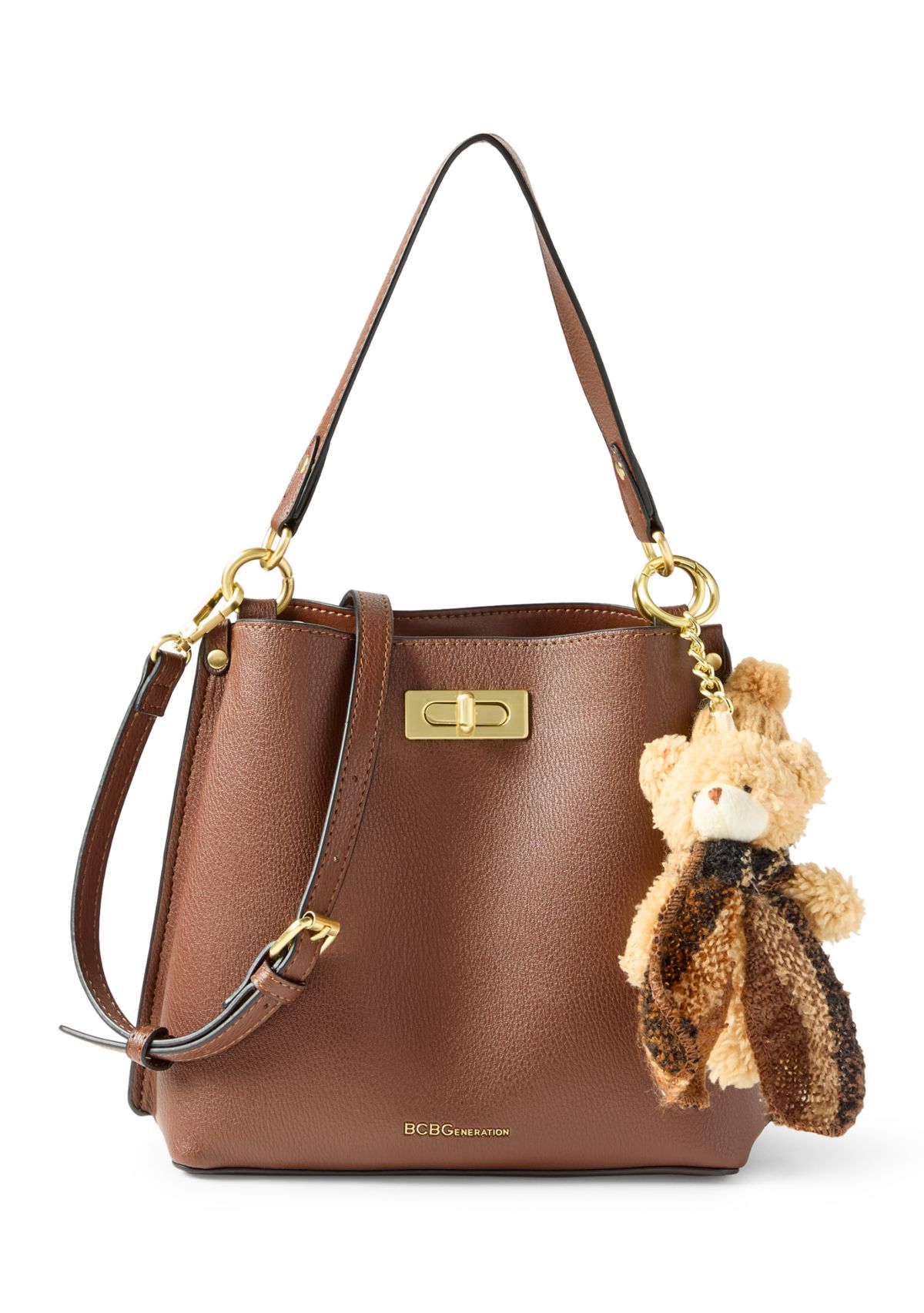 Triple Entry Turnlock Bucket Bag with Charm