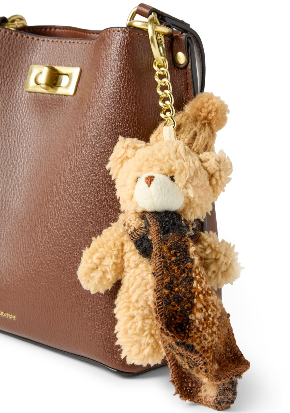 Triple Entry Turnlock Bucket Bag with Charm