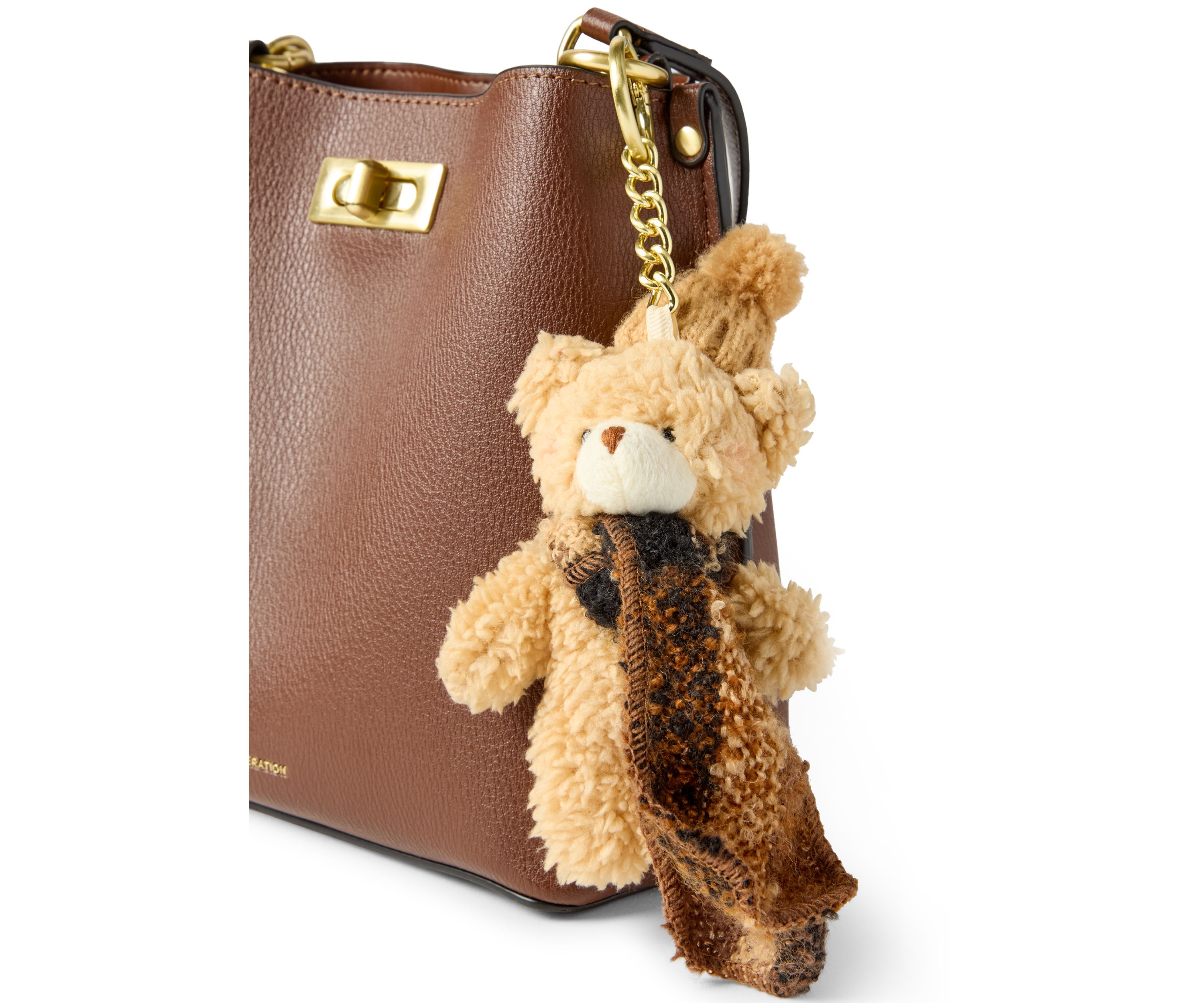 Triple Entry Turnlock Bucket Bag with Charm