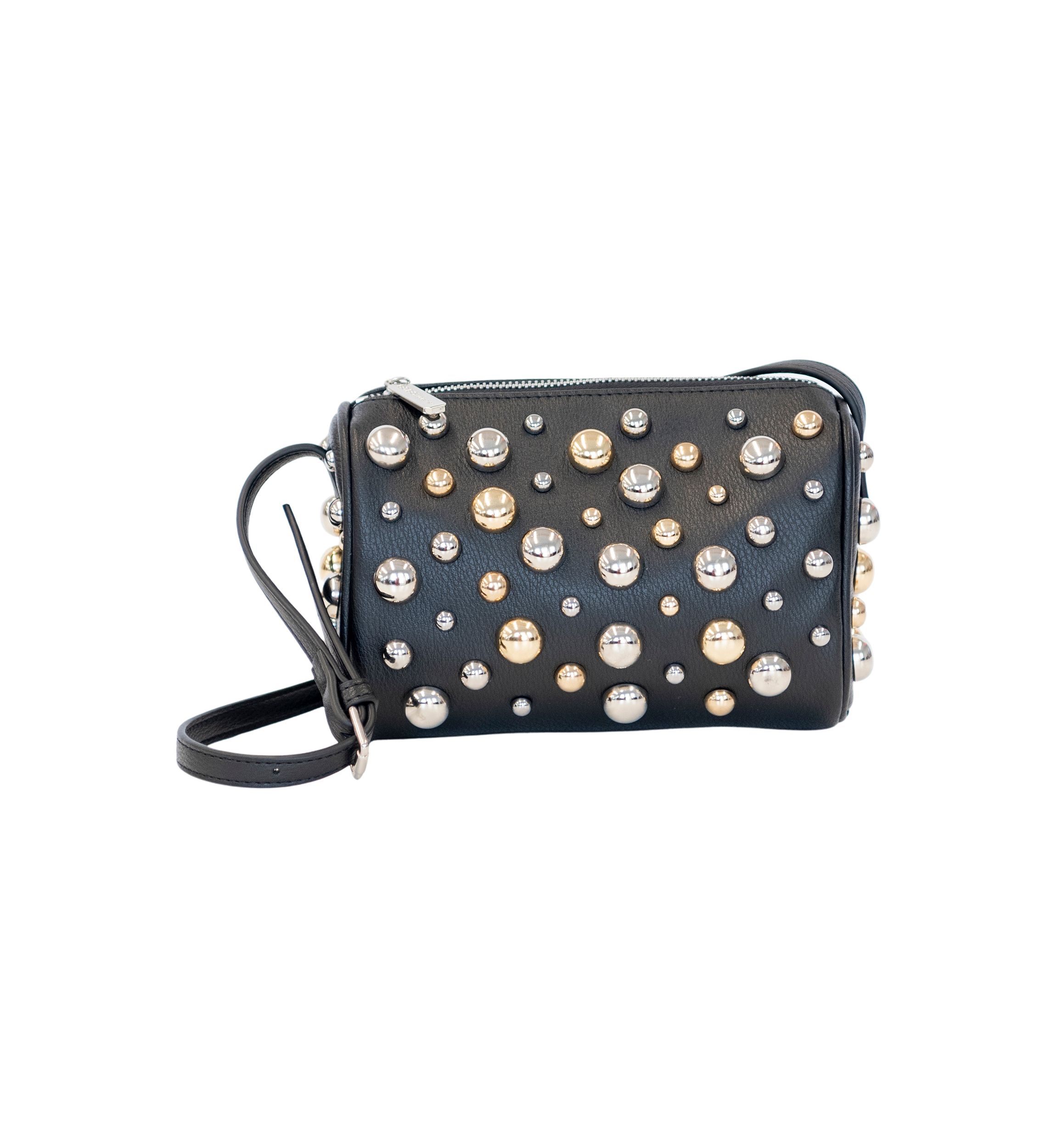 Mixed Dome Studded Barrel Shoulder Bag 