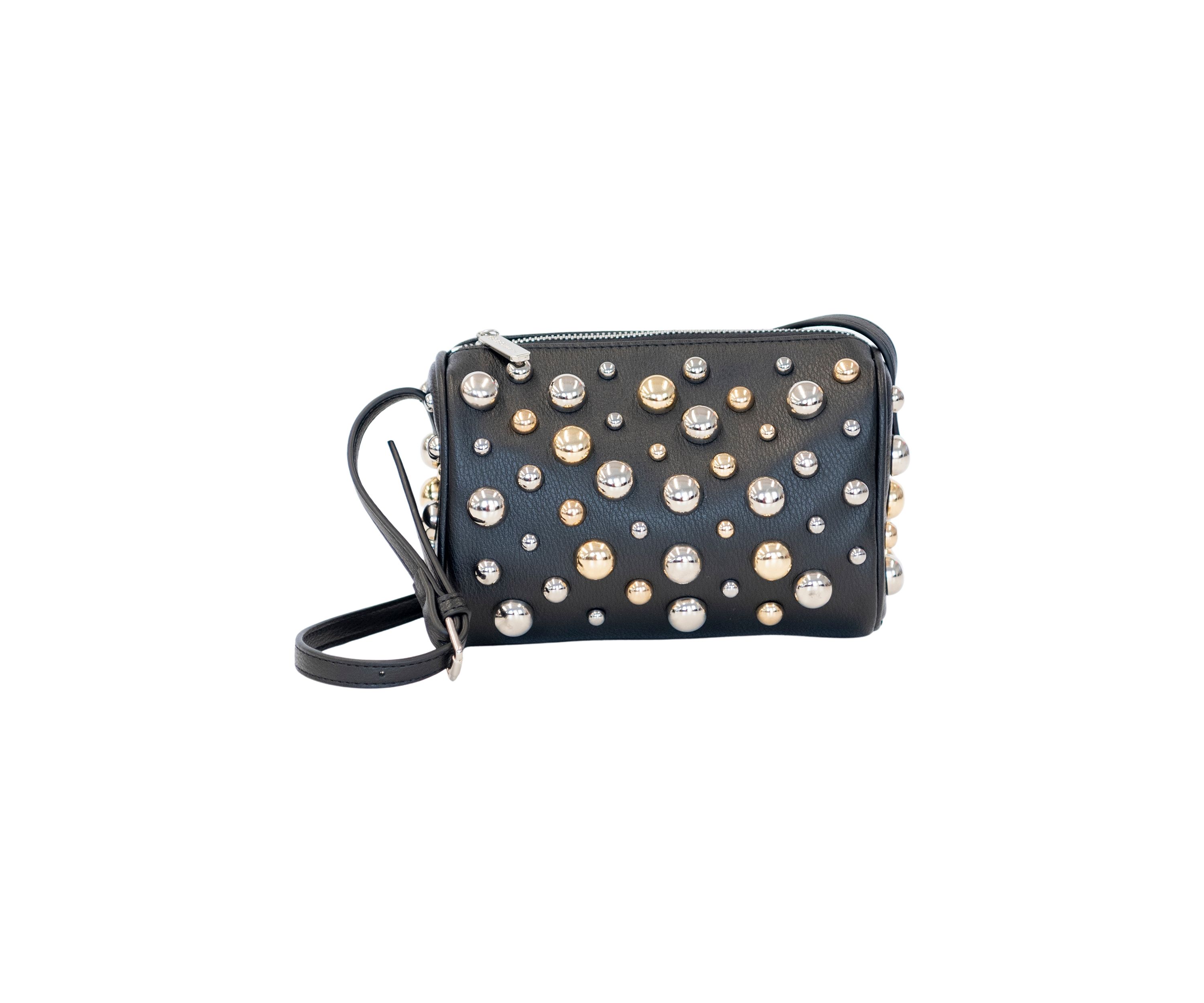 Mixed Dome Studded Barrel Shoulder Bag 