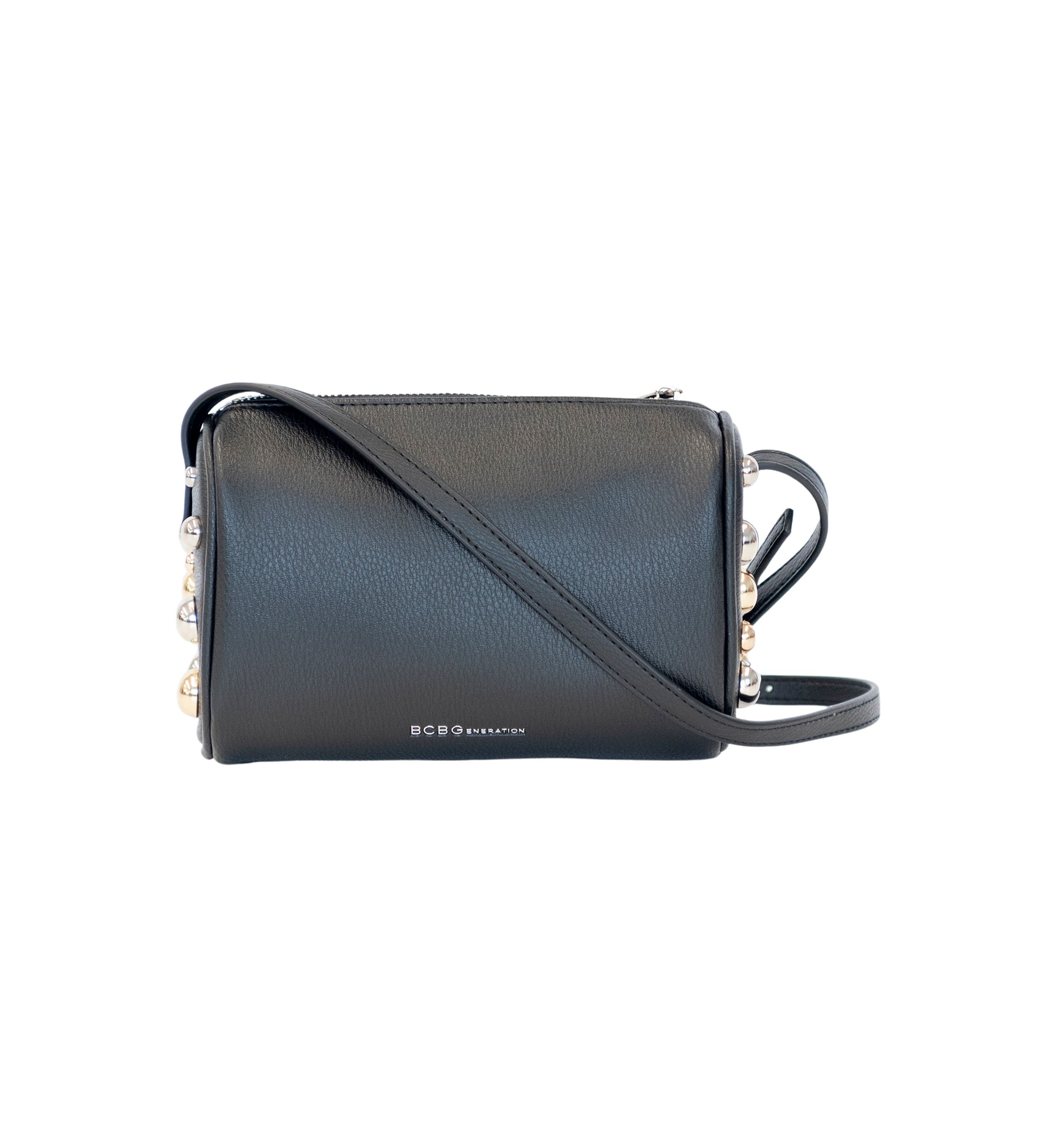 Mixed Dome Studded Barrel Shoulder Bag 