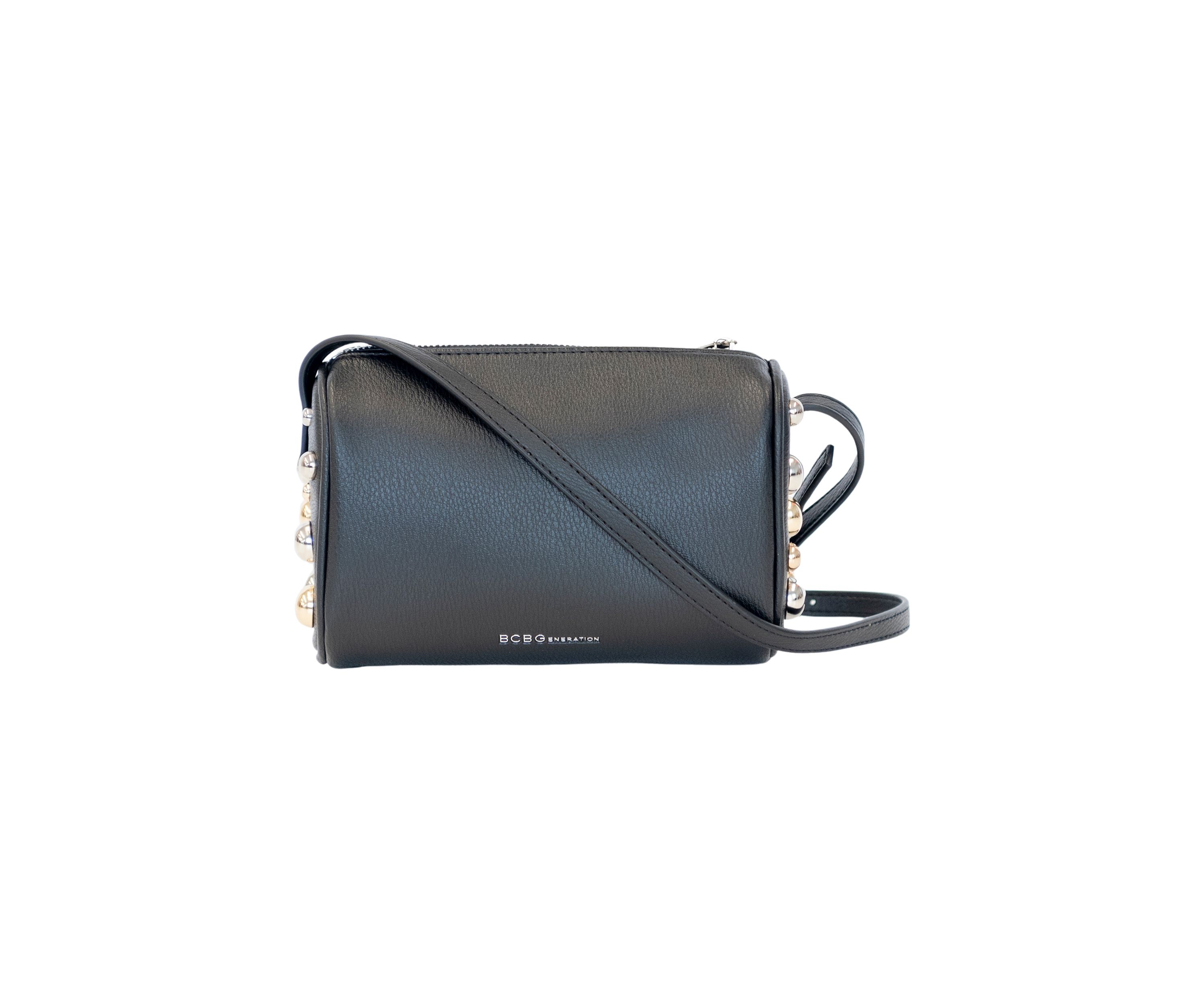 Mixed Dome Studded Barrel Shoulder Bag 