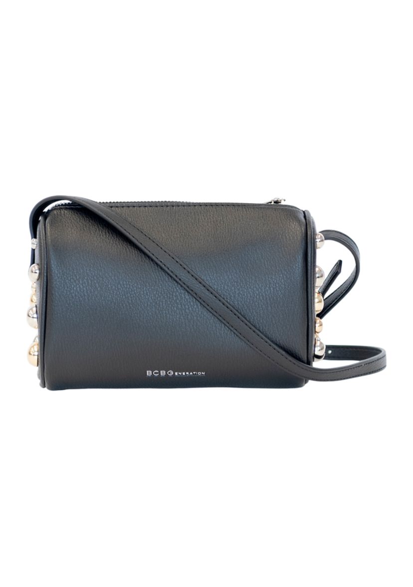 Mixed Dome Studded Barrel Shoulder Bag 