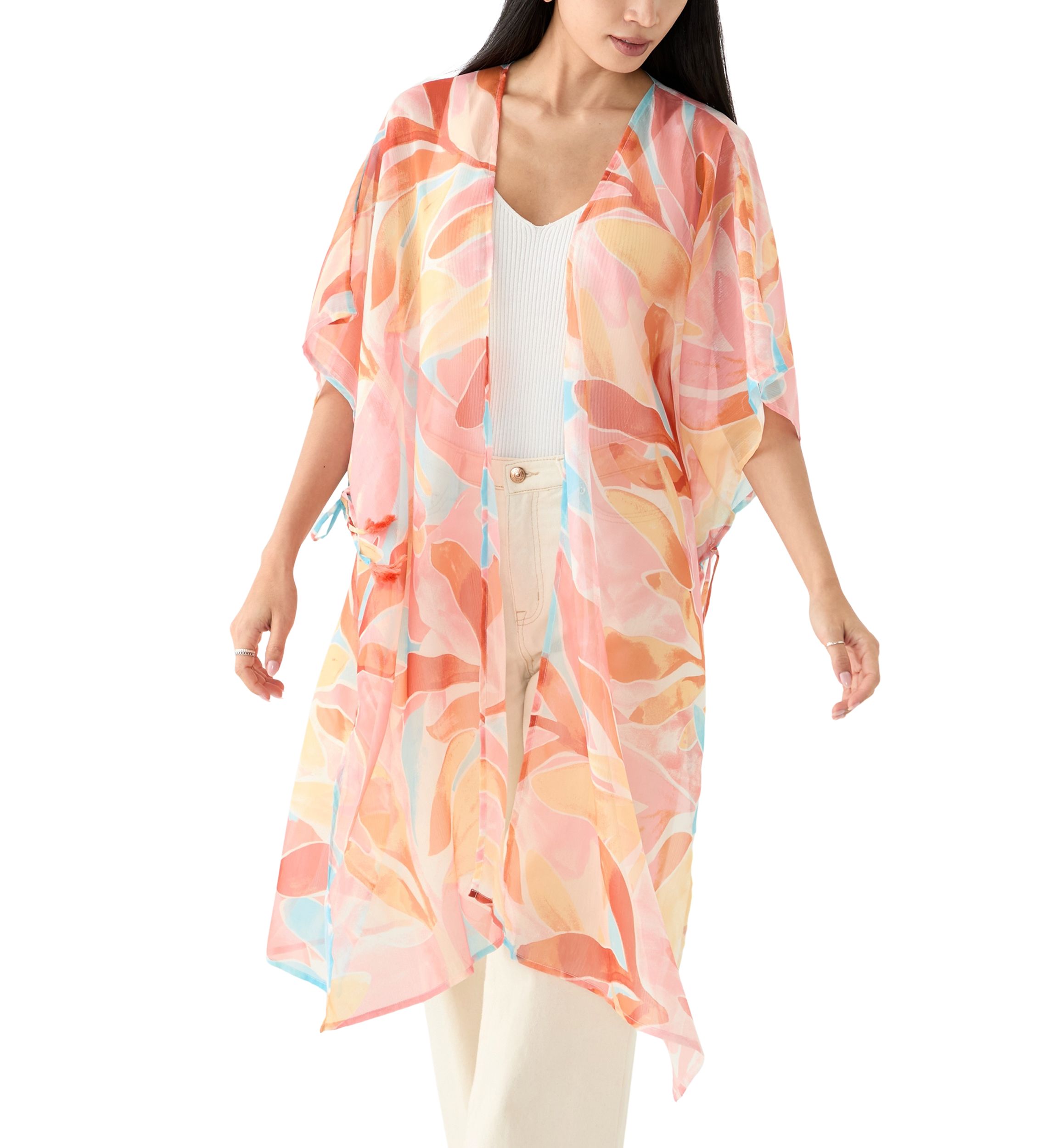 Washy Leaf Printed Lurex Duster
