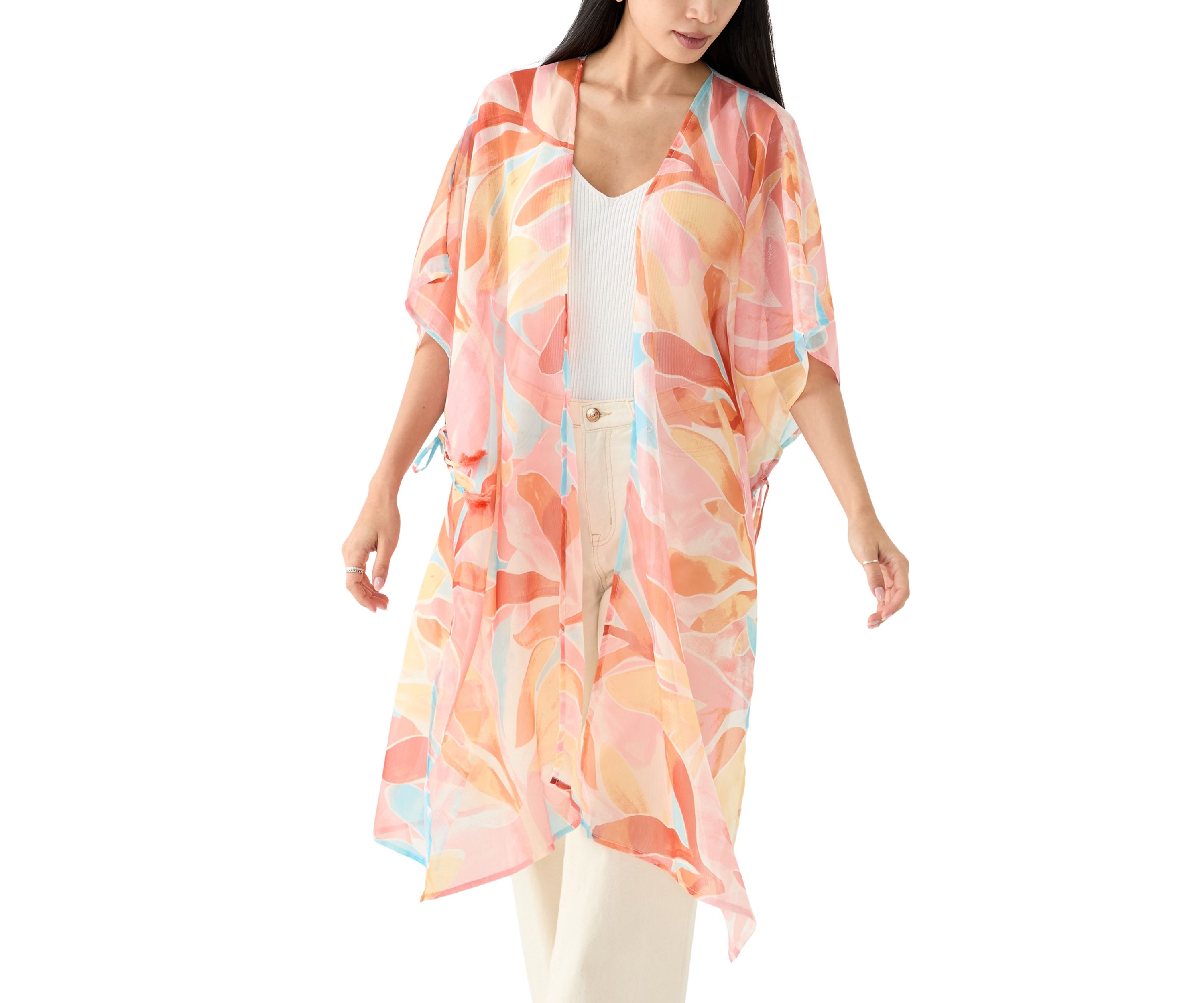 Washy Leaf Printed Lurex Duster