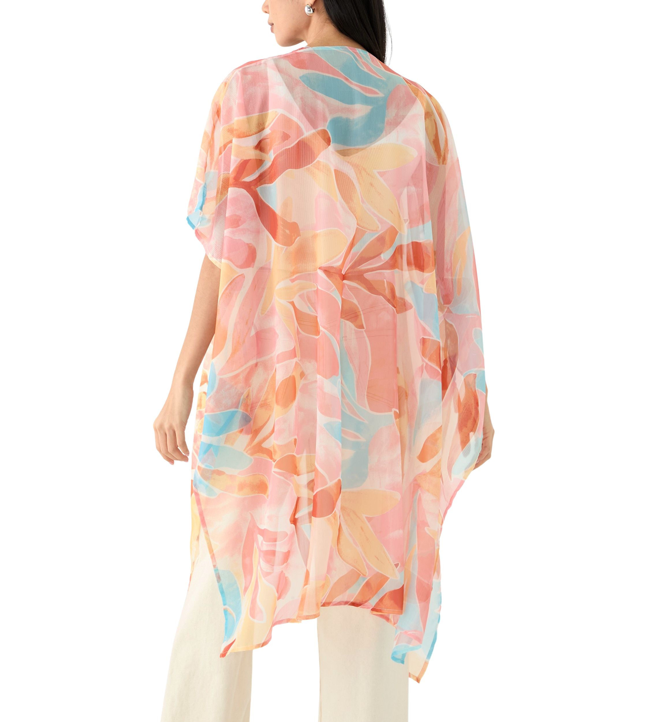 Washy Leaf Printed Lurex Duster