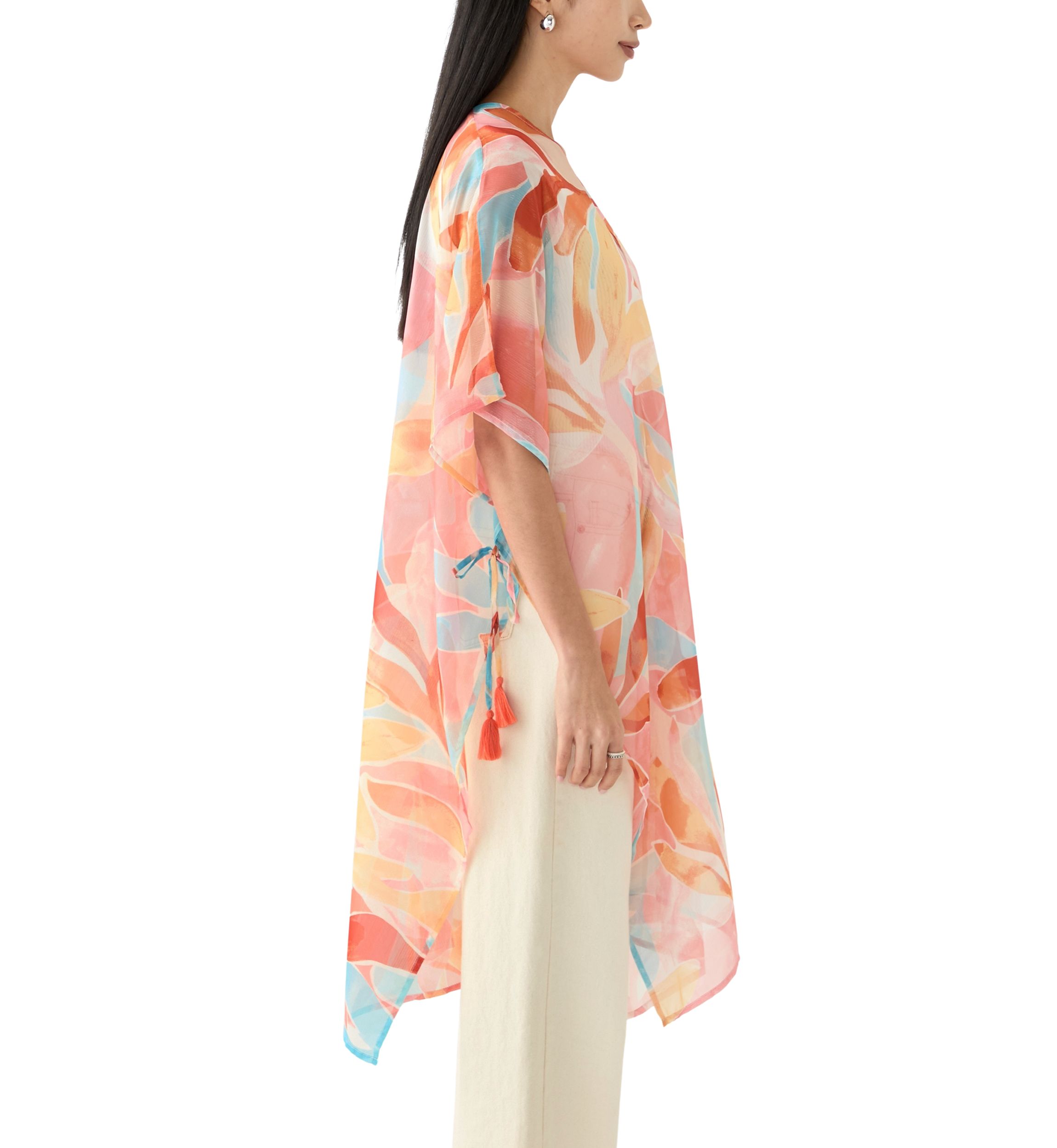 Washy Leaf Printed Lurex Duster