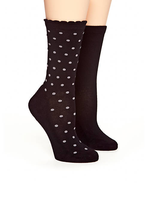 Scallop Top Dot 2 Pack of Socks