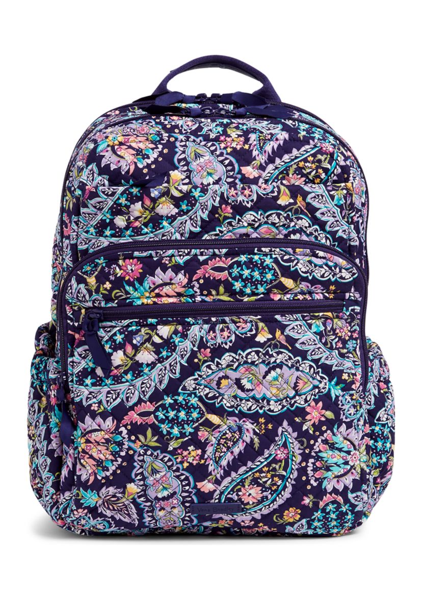 Vera Bradley purple backpack zipper with side pouch detail adjustable‎ Vera Bradley Essential Large Backpack Wild Roses NWT Purple  main image 2