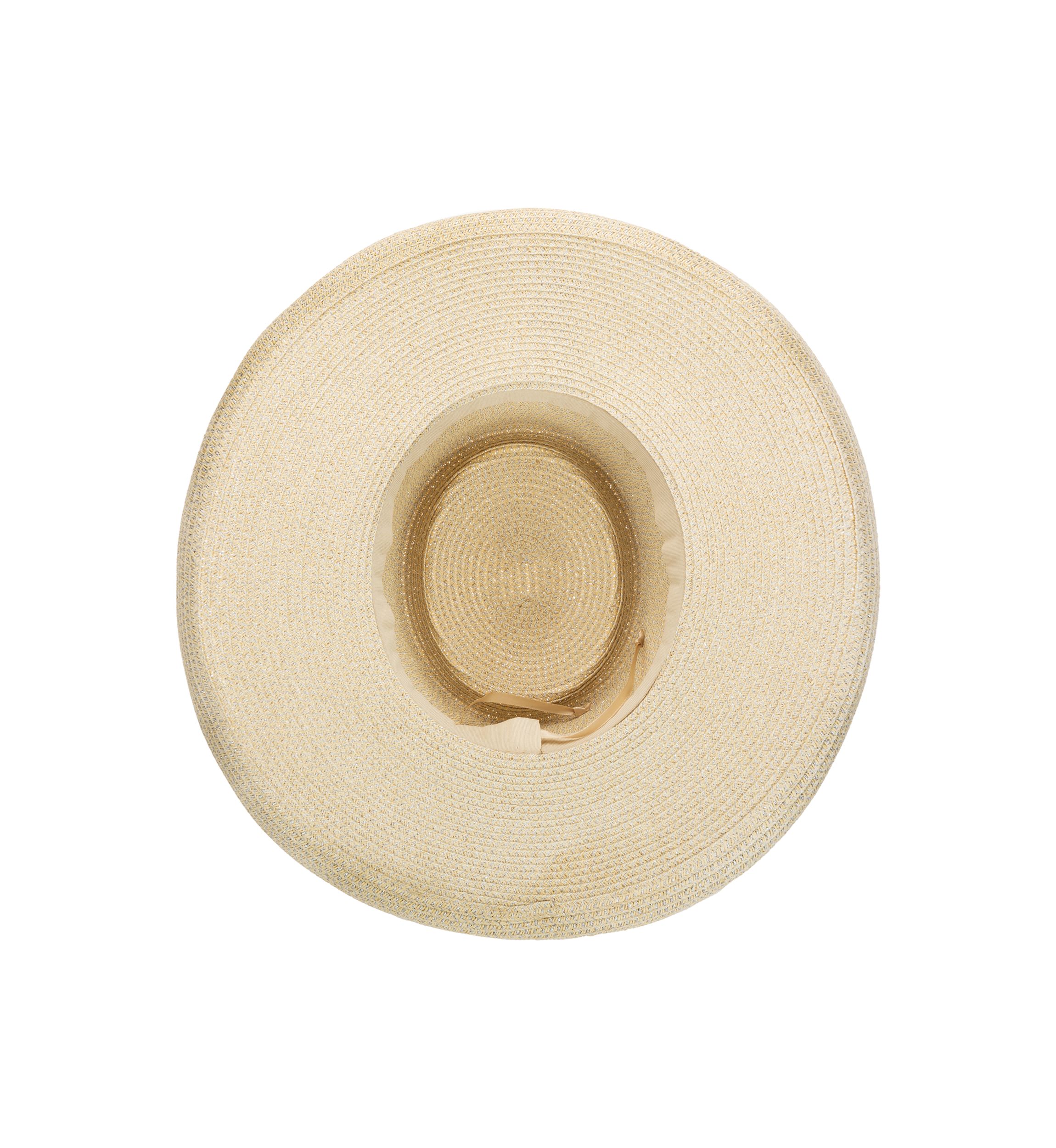 Womens Turned Brim Gambler Hat with Metallic Band