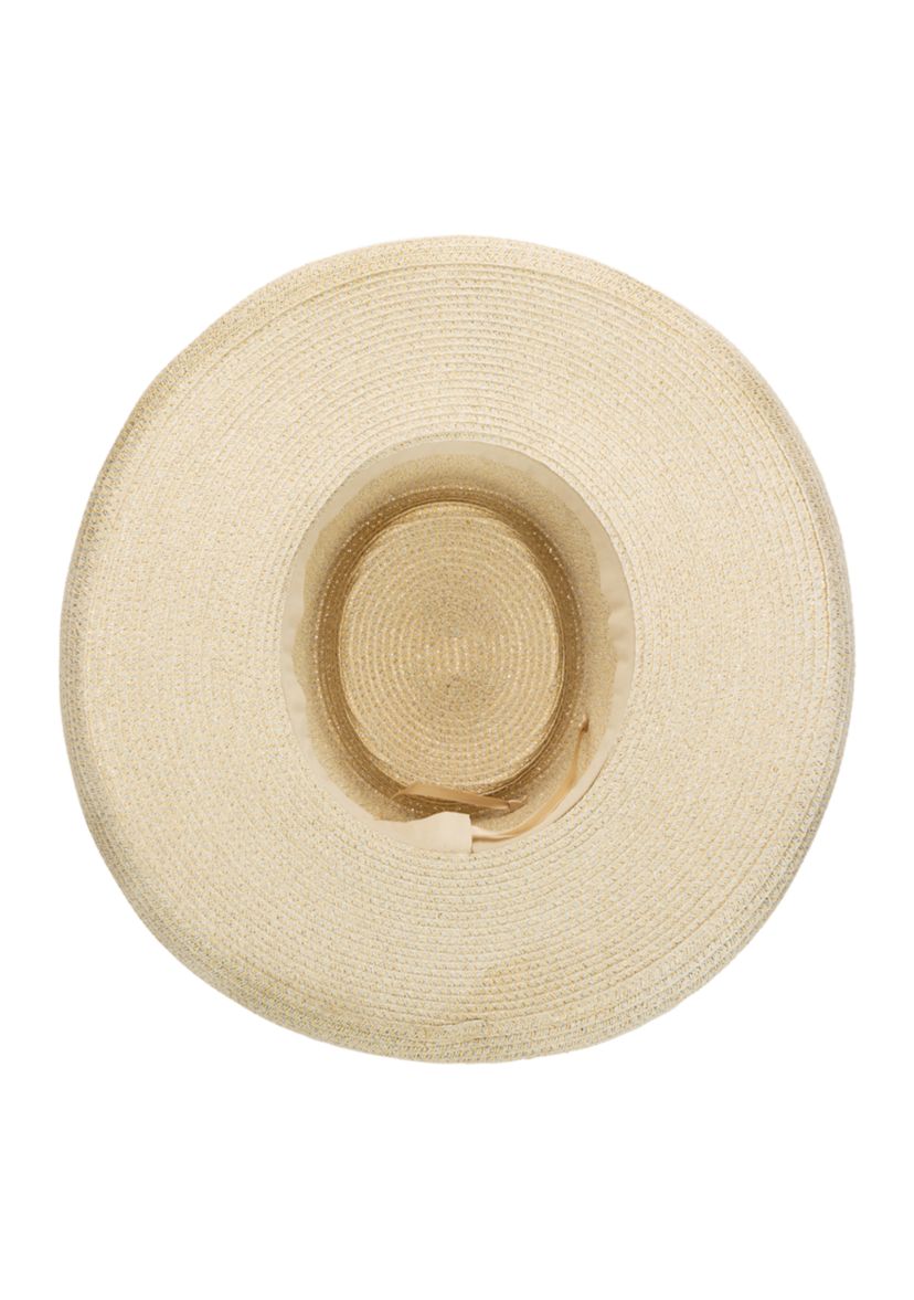 Womens Turned Brim Gambler Hat with Metallic Band