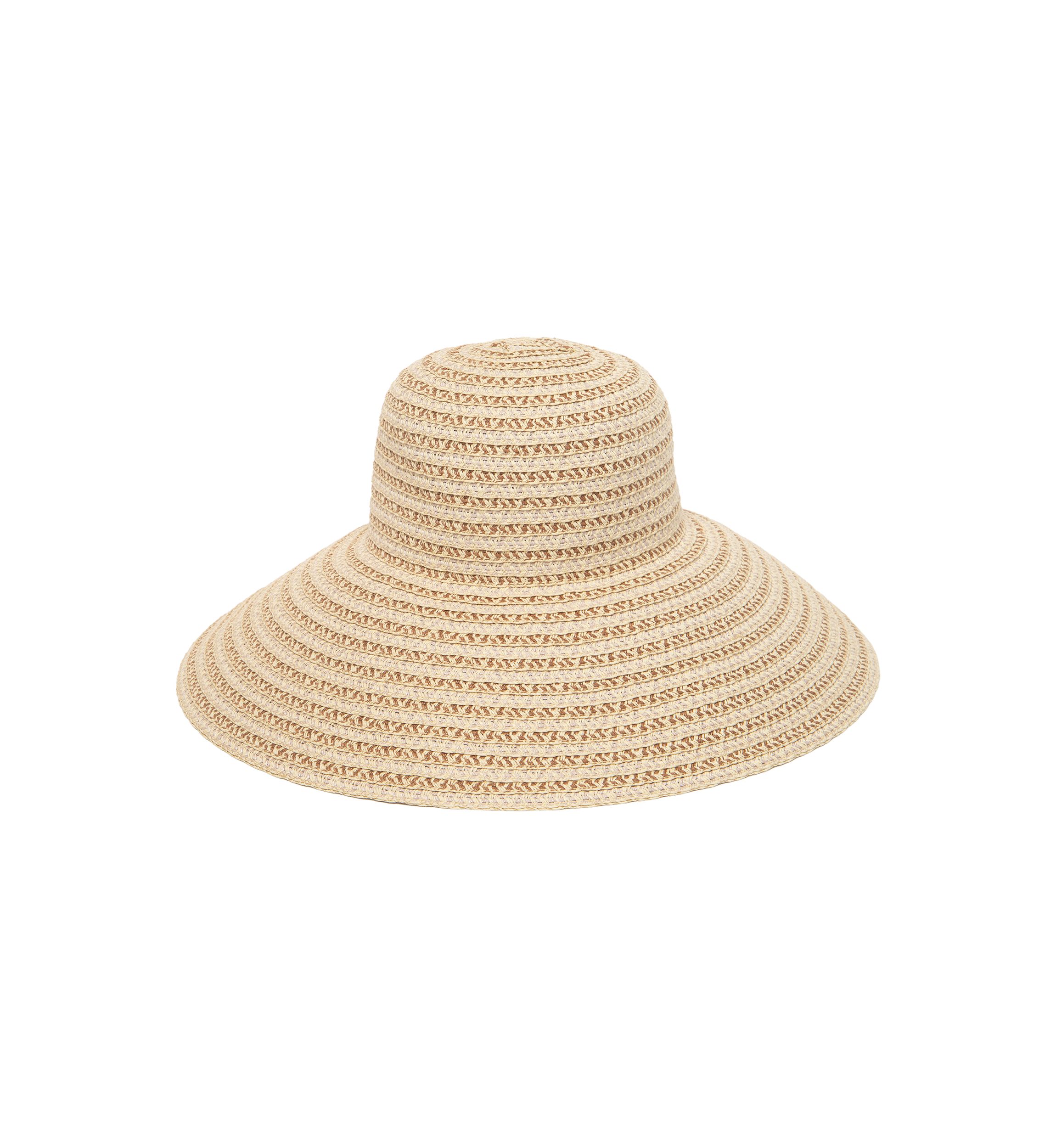 Mixed Paper Braid and Ribbon Around Crown Sun Hat 