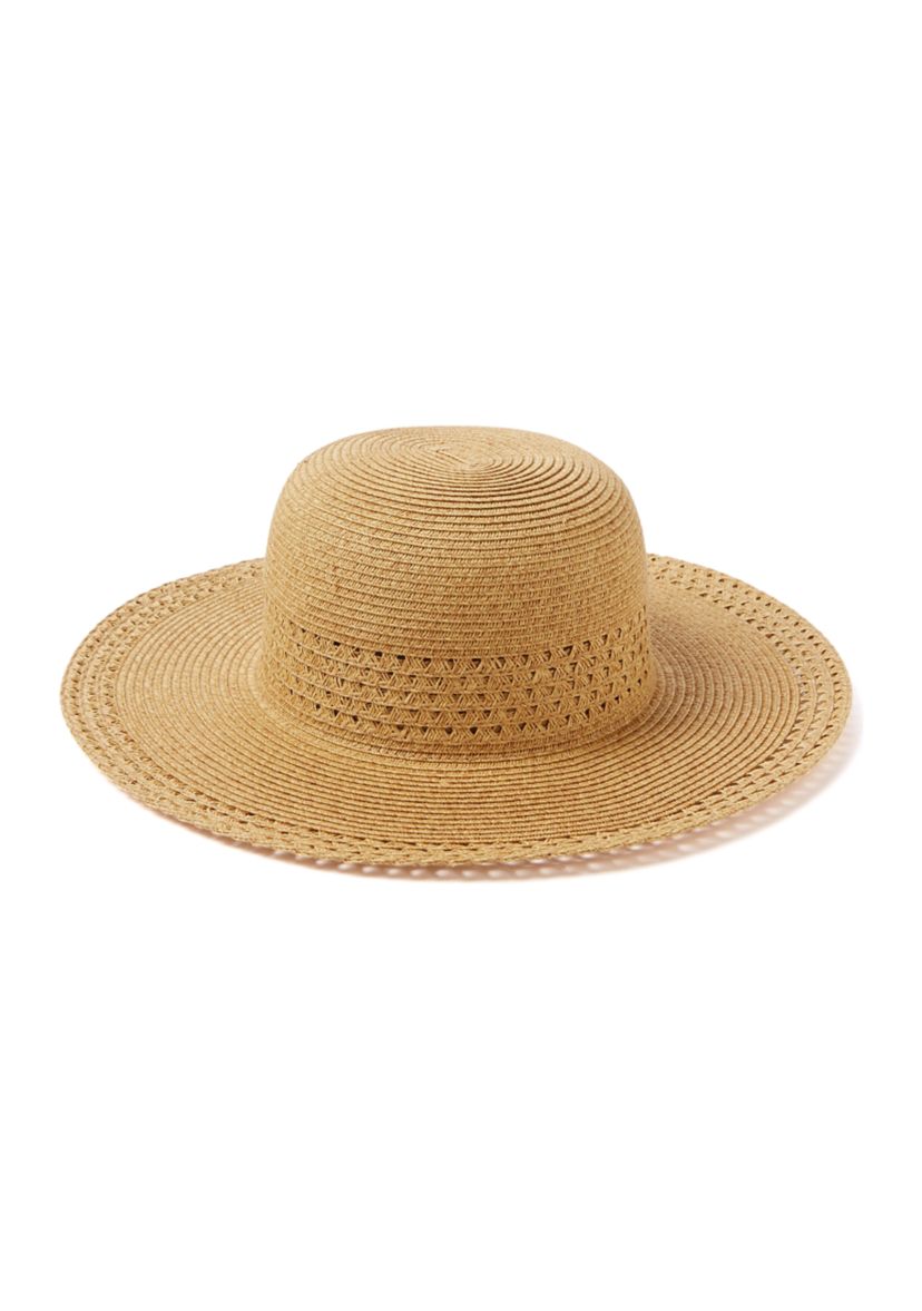 Sun Hat with Open Weave Stripes