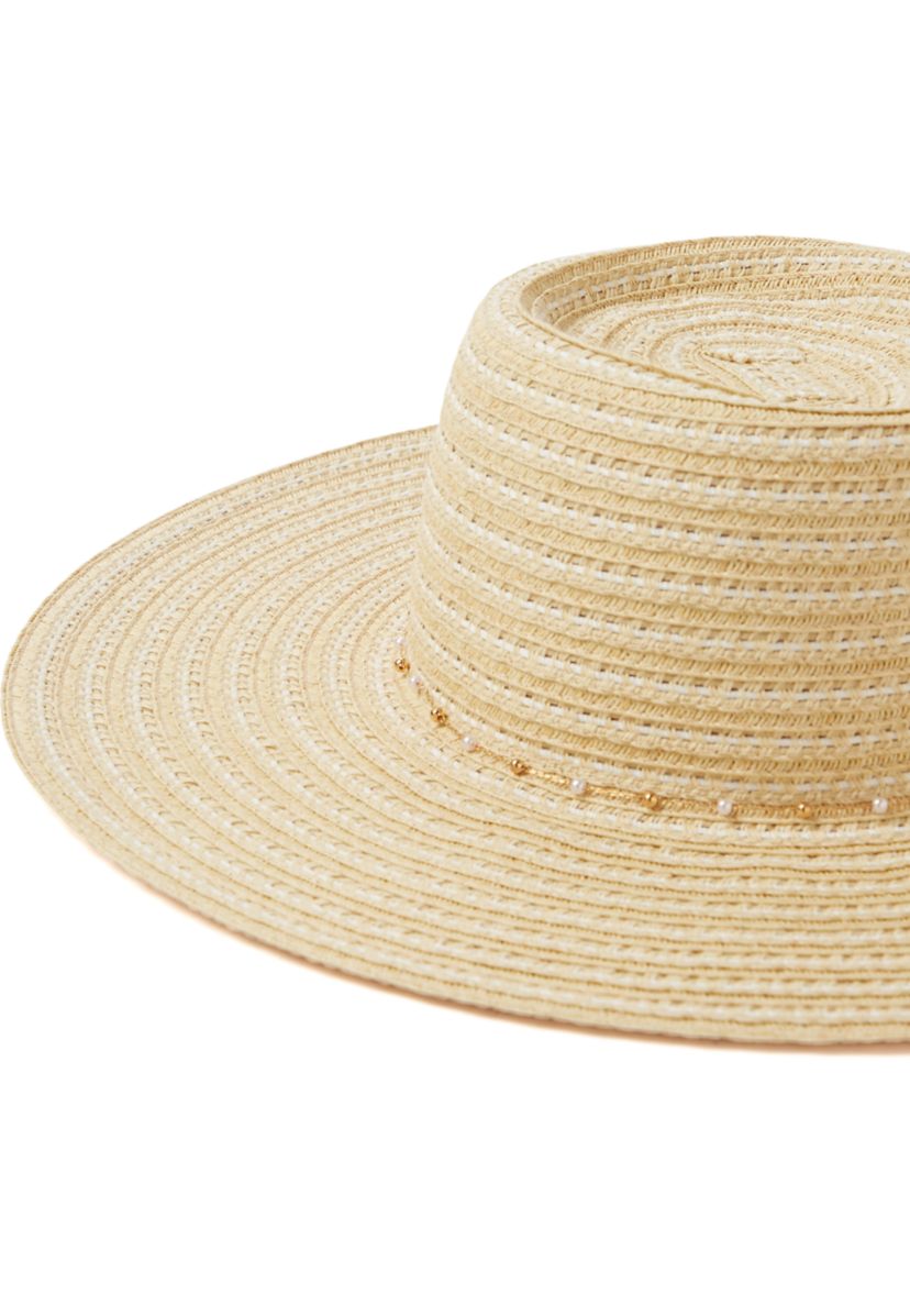 Boater Hat with Dainty Chain