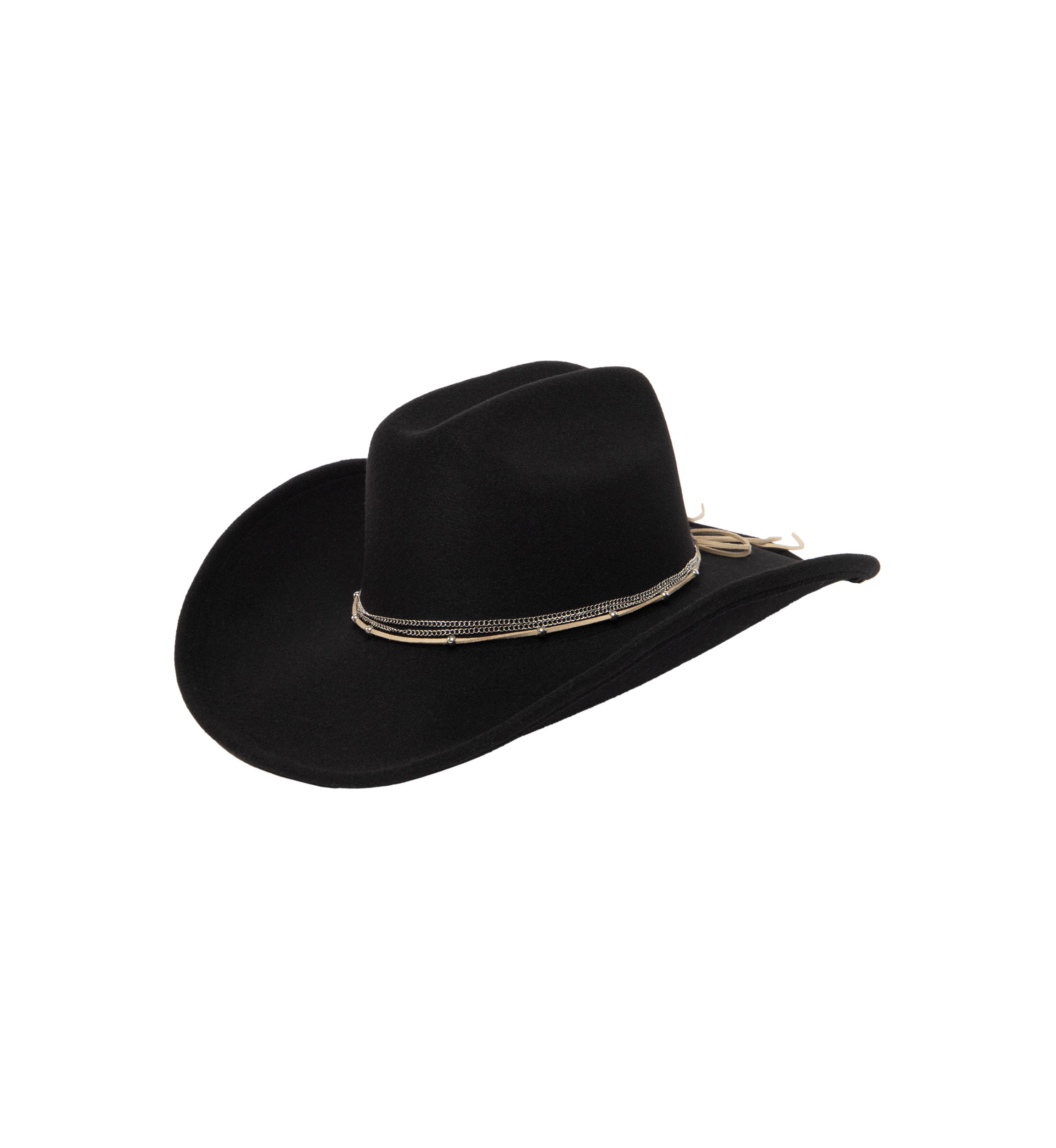 Faux Felt Cowboy Hat with Metal Trim