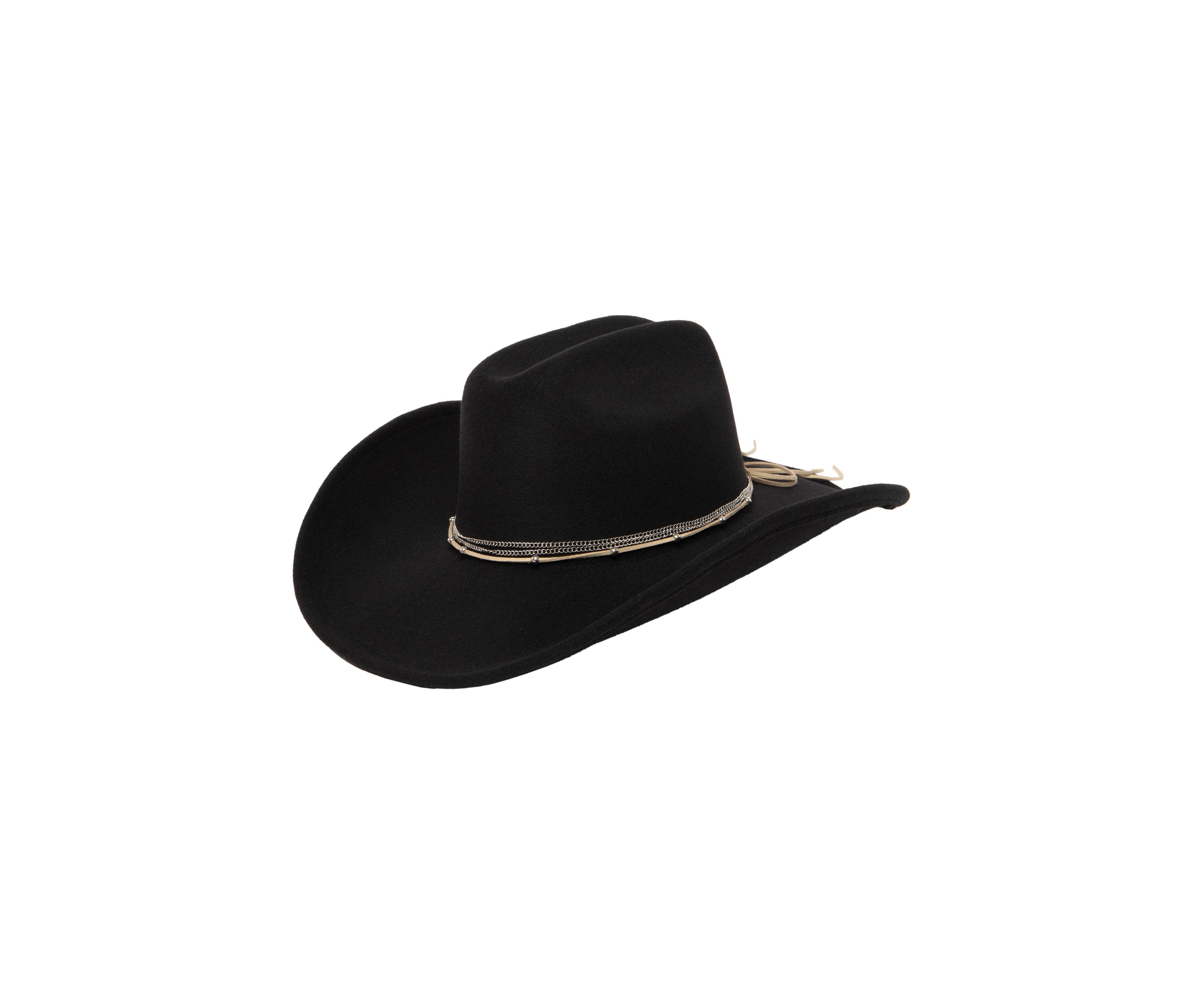 Faux Felt Cowboy Hat with Metal Trim