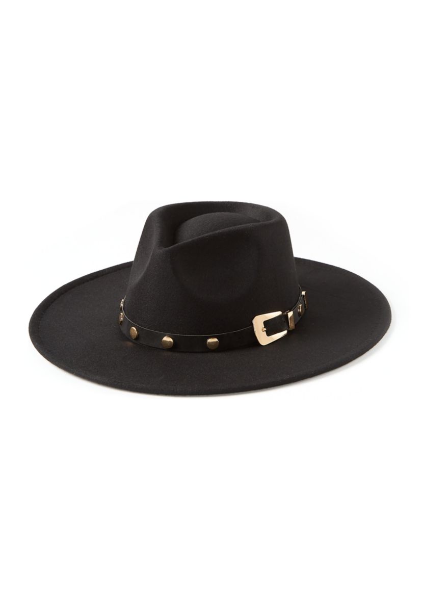 Four Buttons by San Diego Hat Company | Black Fedora Hat with golden chain NWT Women main image 2