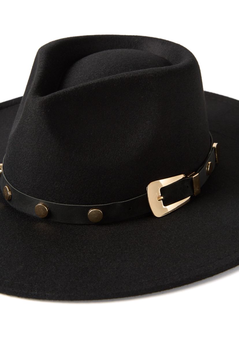 San Diego Hat Company Felt Fedora with Faux Leather Buckle  display picture 1