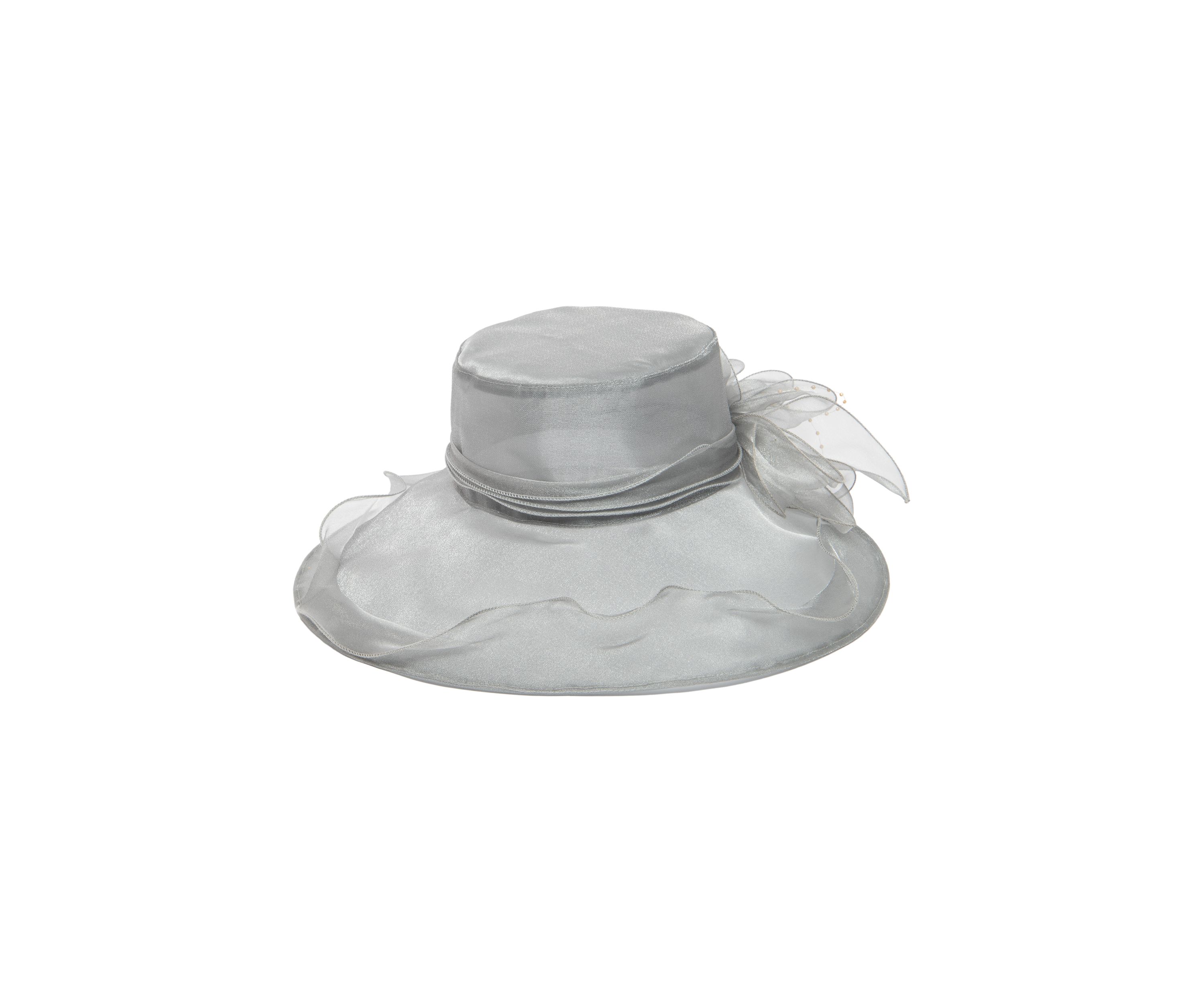  Stiff Organza Dress Hat with Wire Brim