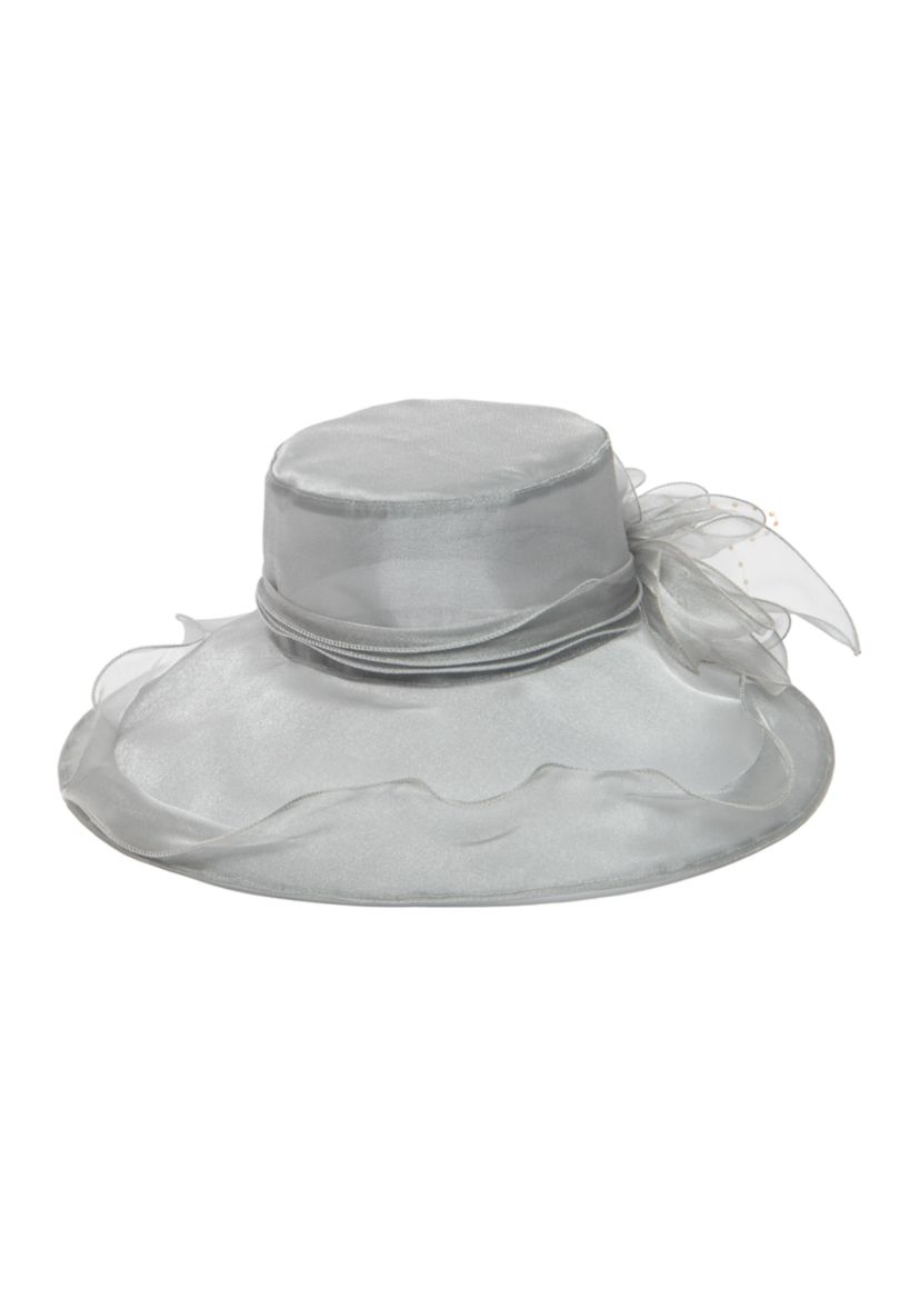  Stiff Organza Dress Hat with Wire Brim