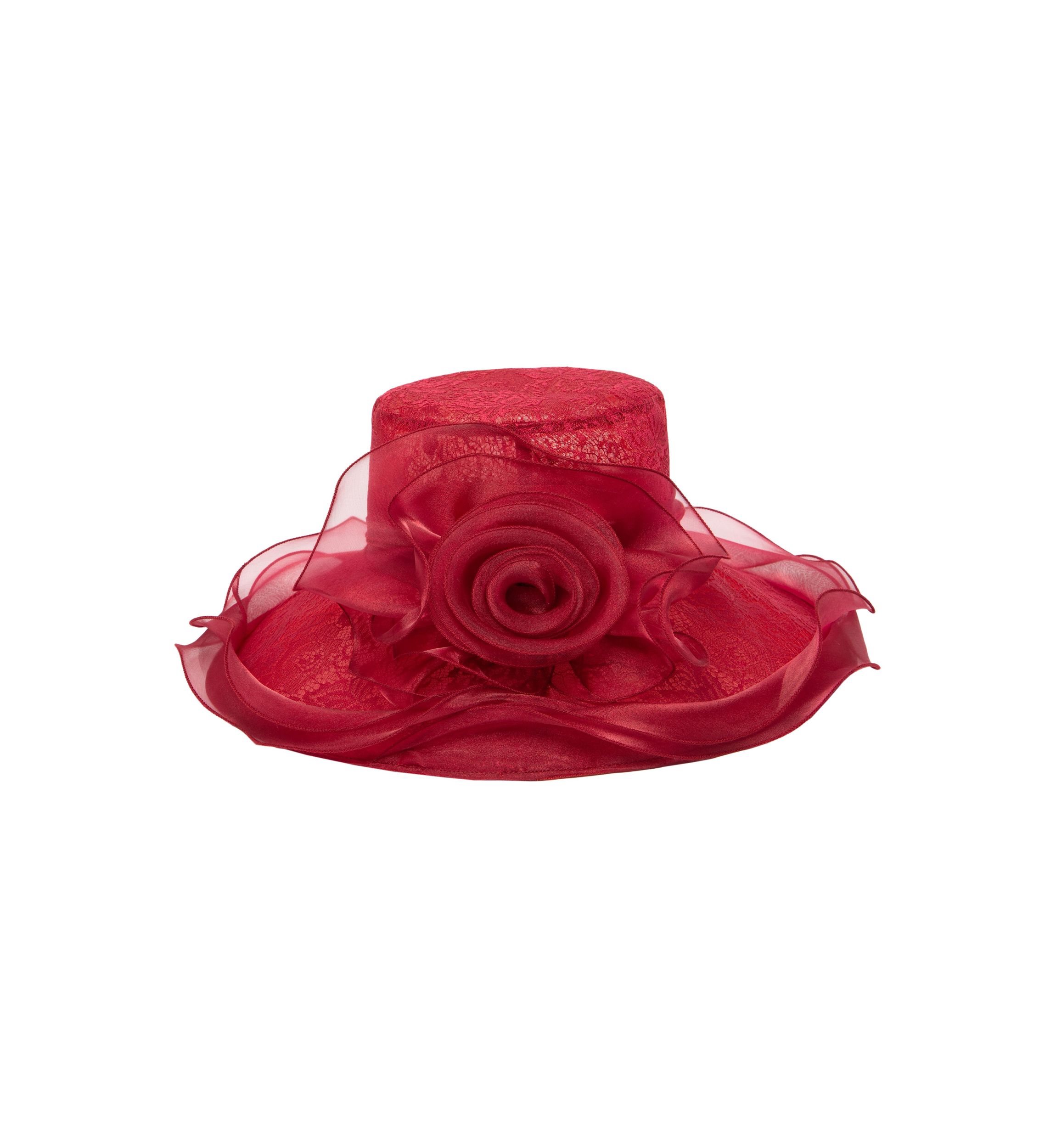 Mesh Organza Lace Dress Hat with Wire Brim