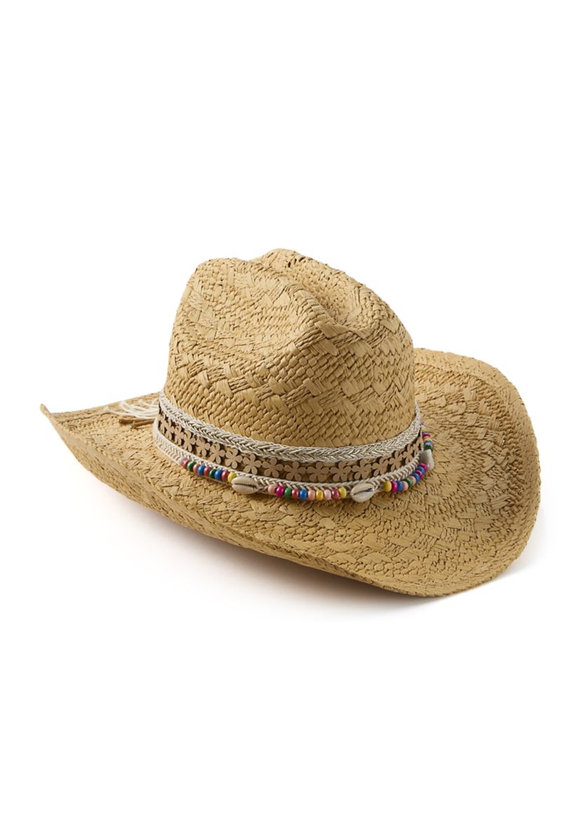 Womens Woven Paper Straw Cattlemans Crease Cowboy Hat