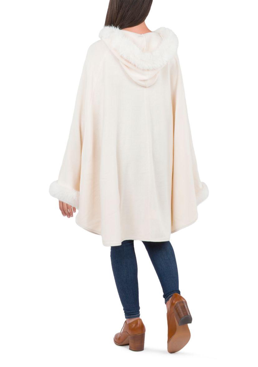 Hooded Cape with Faux Fur 