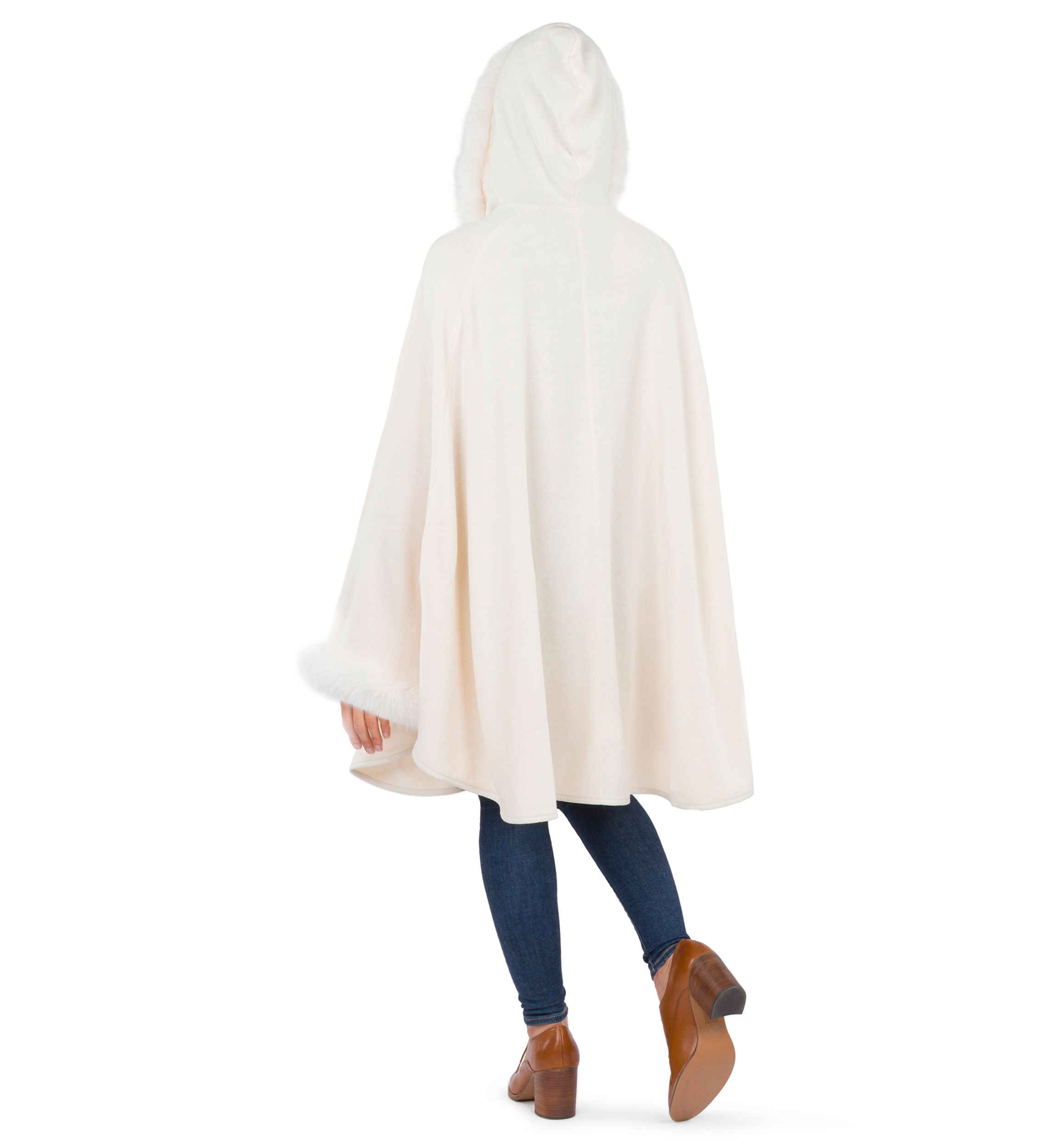 Hooded Cape with Faux Fur 