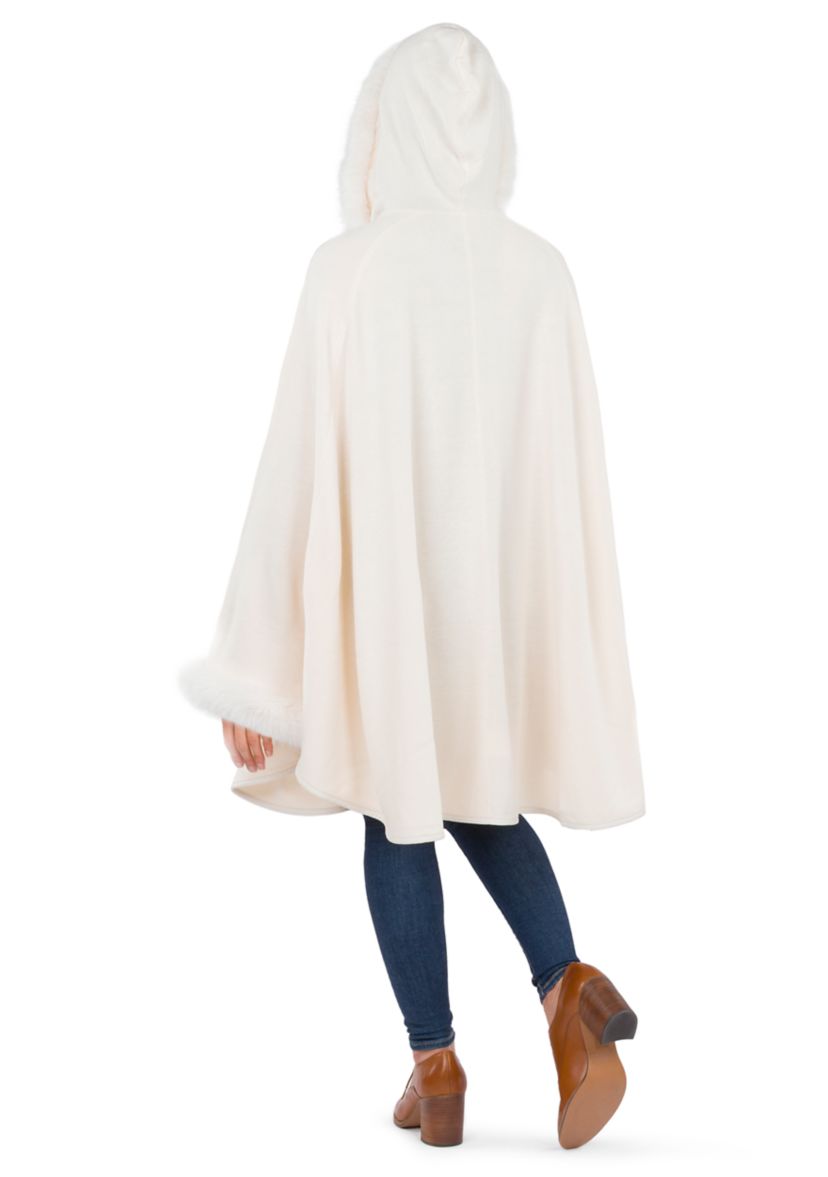 Hooded Cape with Faux Fur 