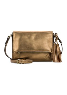 Patricia Nash Leather Eleanor Belted BucketCrossbody ,Tan Embossed