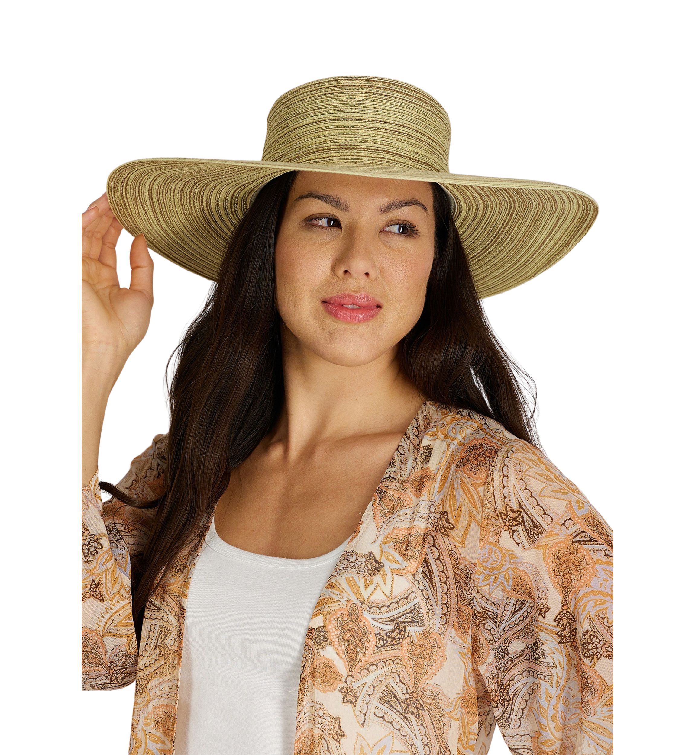 Multi Colored Straw Wide Brim Floppy Hat