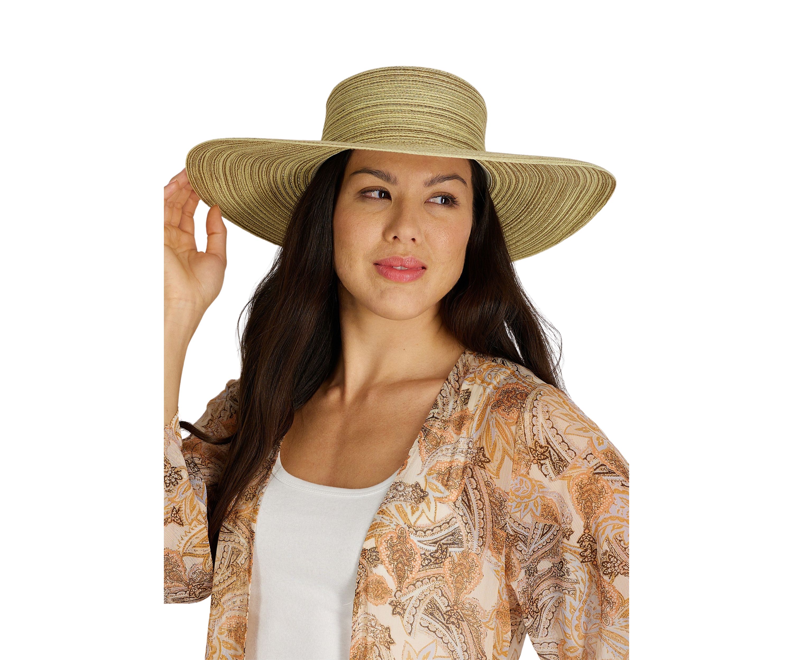 Multi Colored Straw Wide Brim Floppy Hat