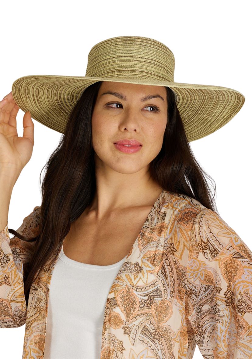 Multi Colored Straw Wide Brim Floppy Hat