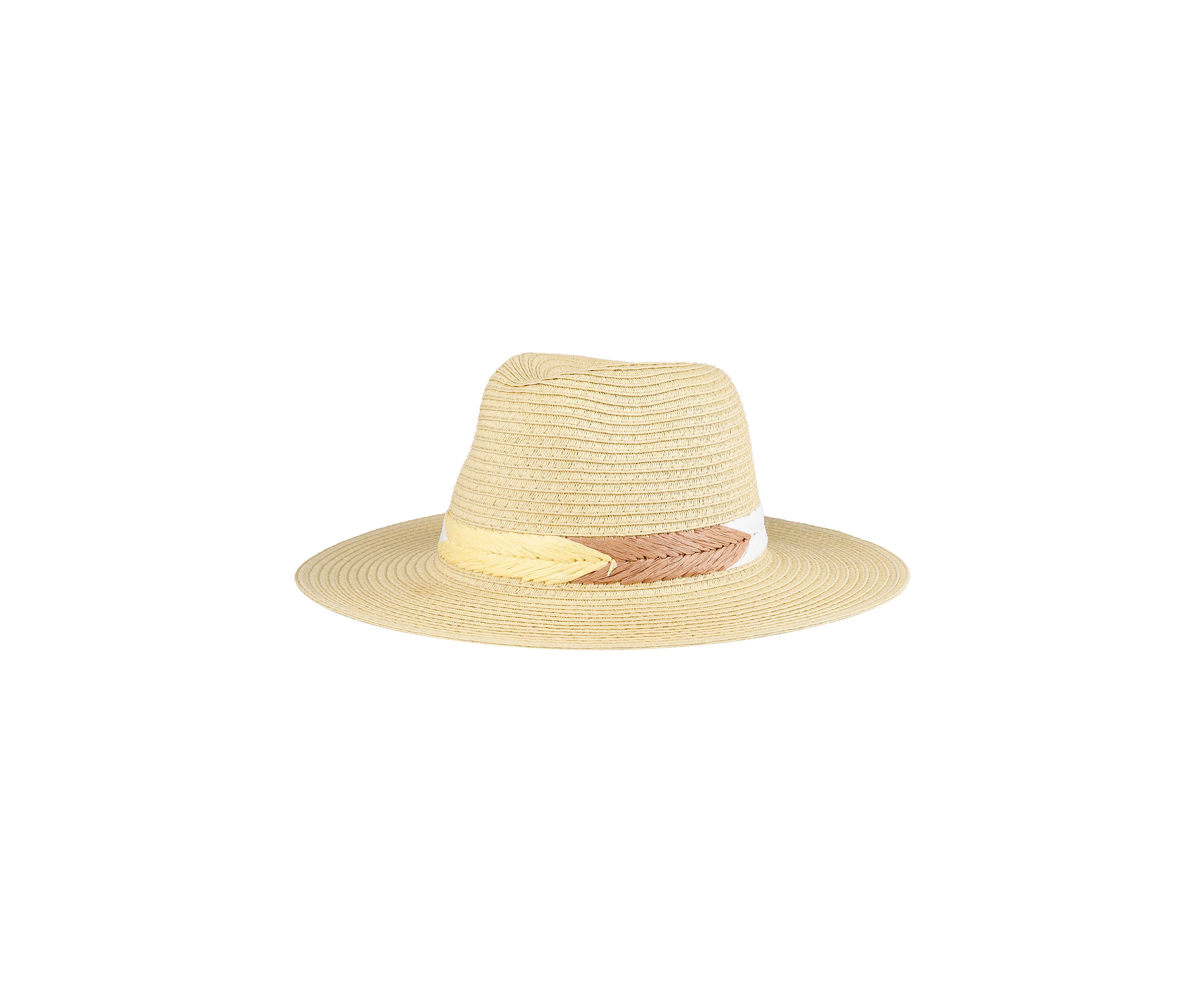 Straw Panama Hat with Embroidery Band