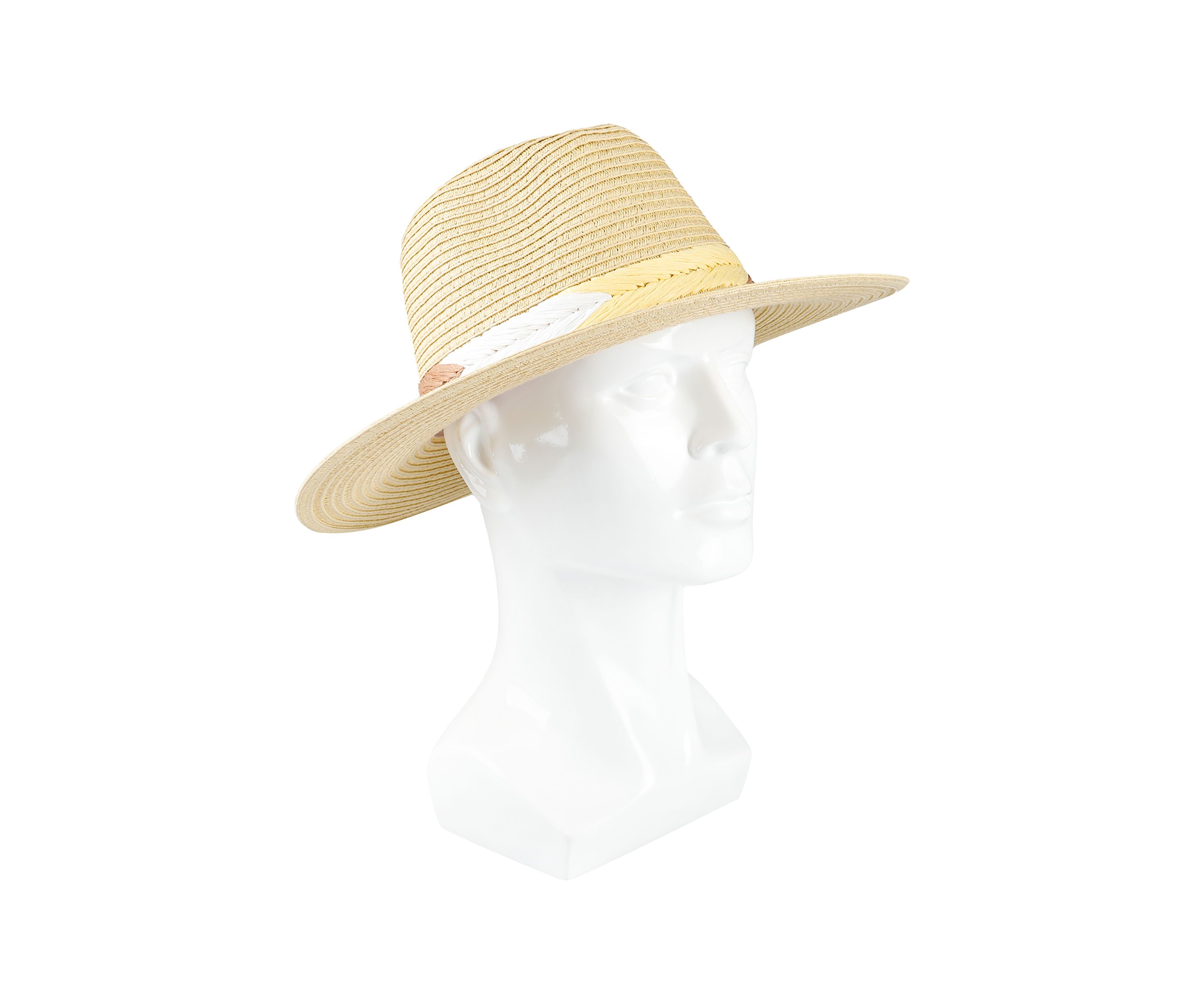 Straw Panama Hat with Embroidery Band