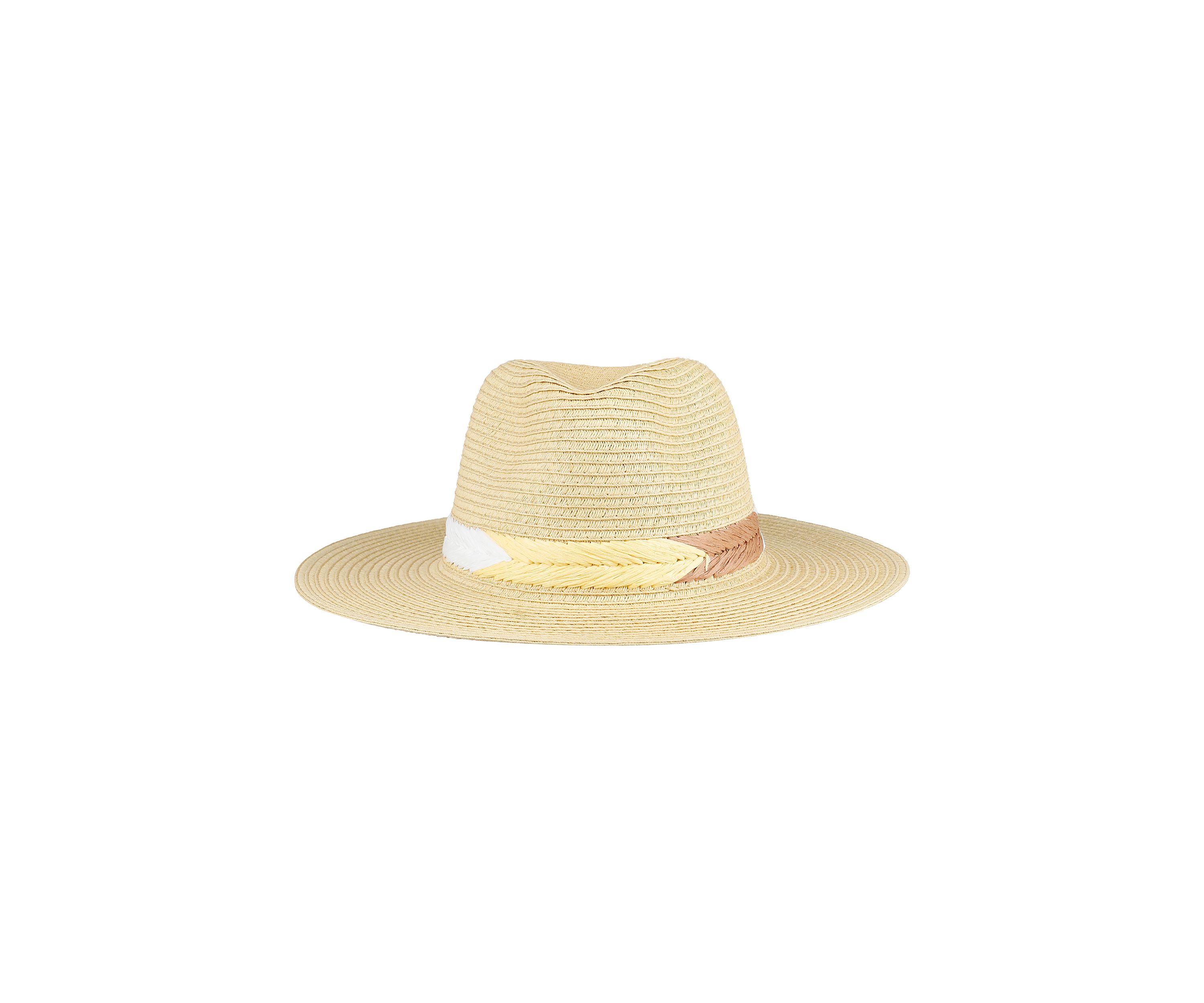 Straw Panama Hat with Embroidery Band