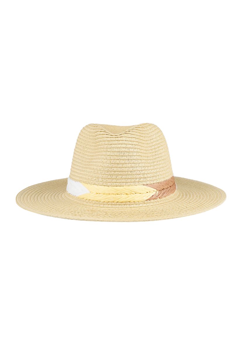 Straw Panama Hat with Embroidery Band