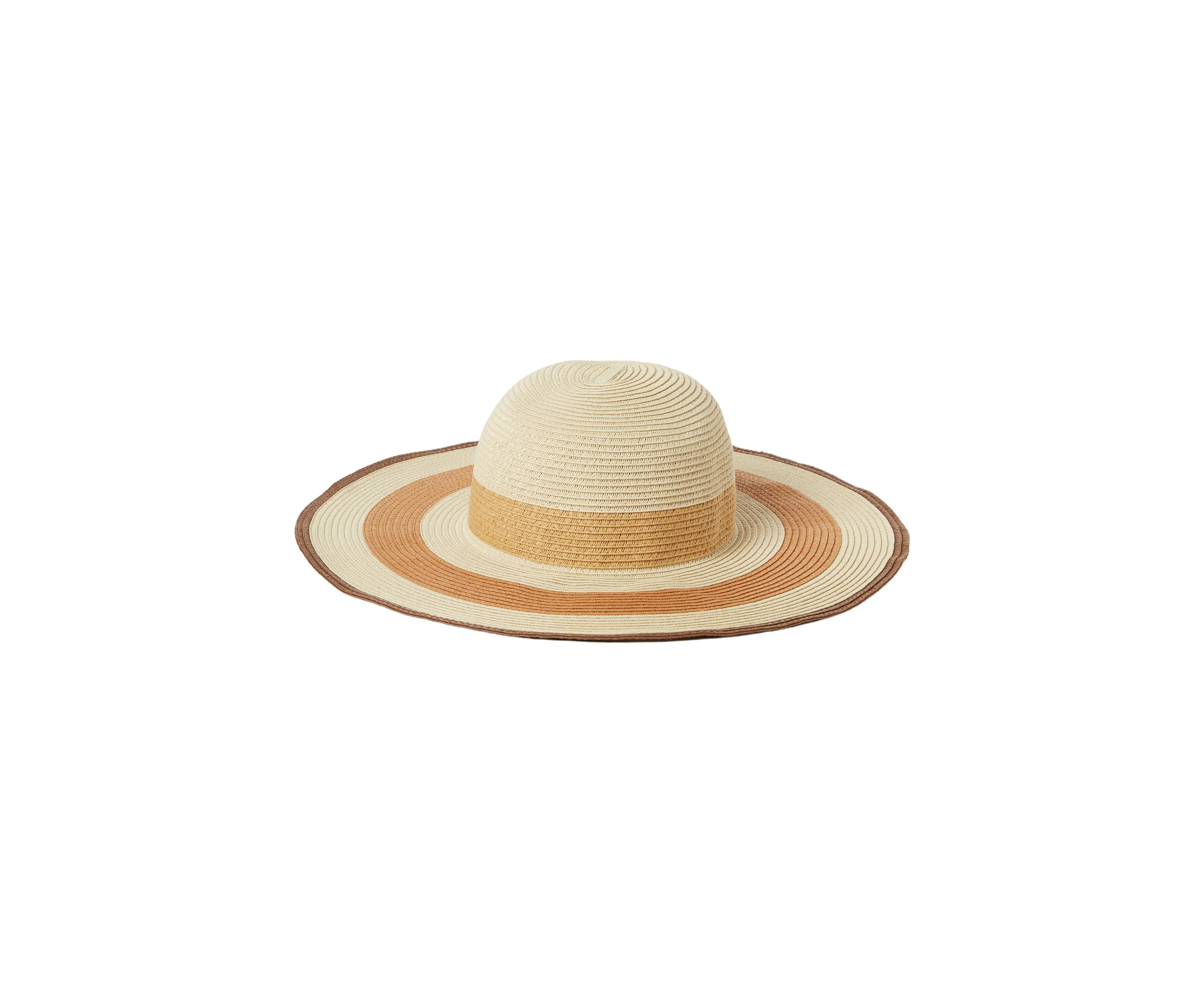 Womens Striped Straw Wide Brim Floppy Hat