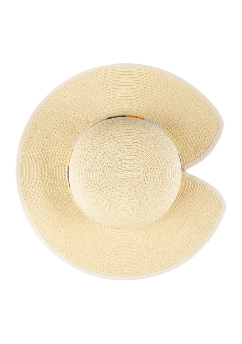 Domed Top Straw Hat with Multi Colored Rope Band